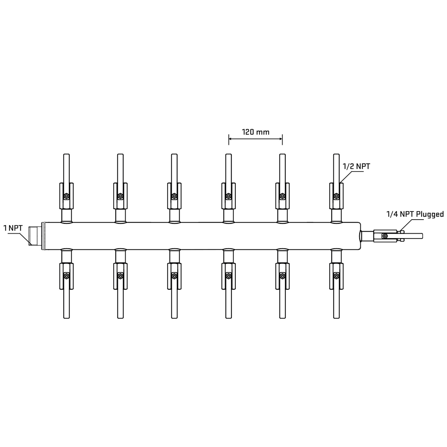 M512B081120 Manifolds Stainless Steel Double Sided