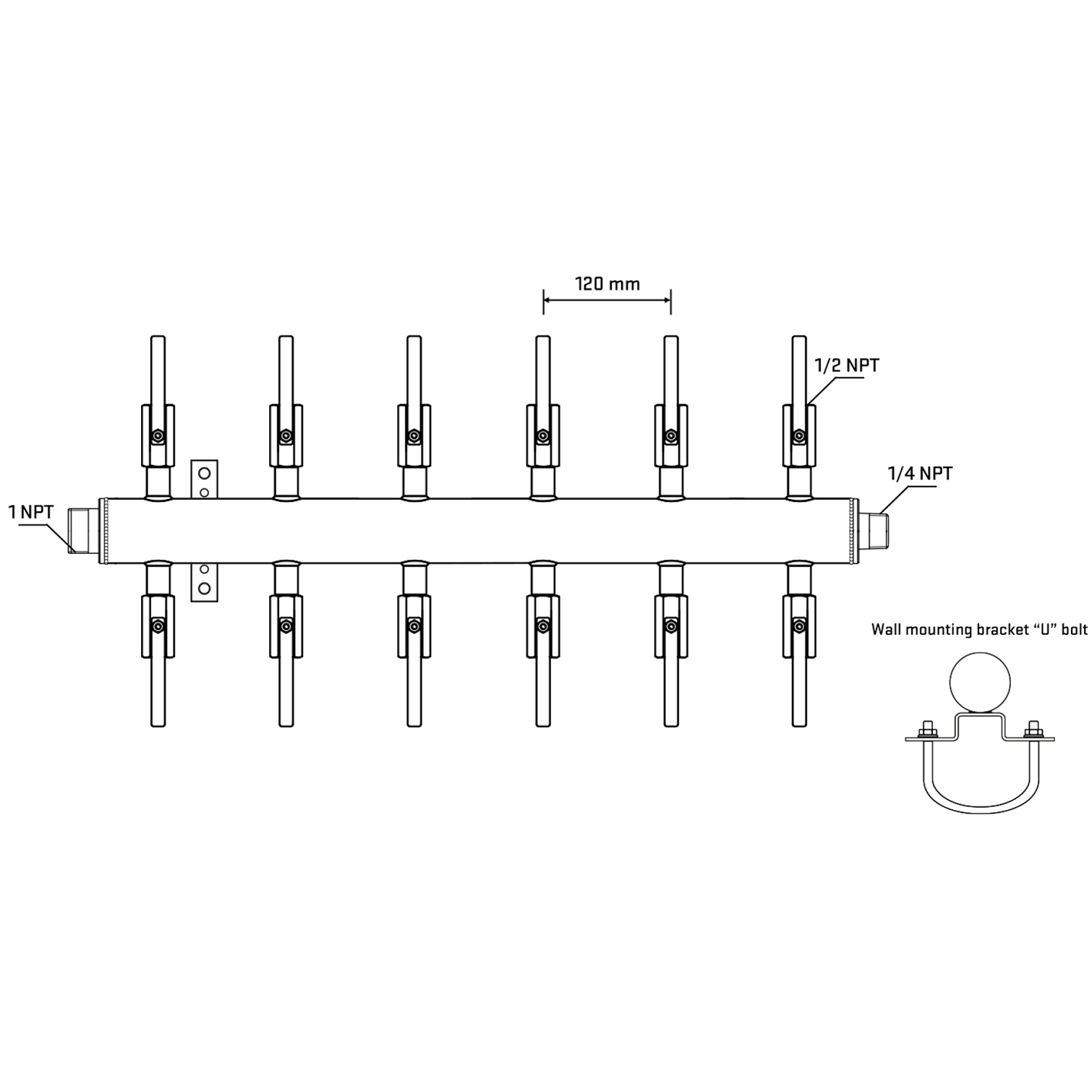 M512B081141 Manifolds Stainless Steel Double Sided