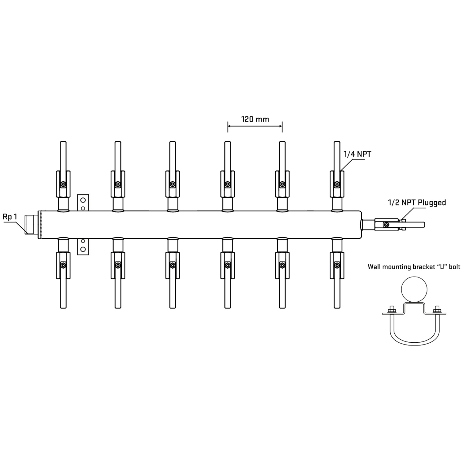 M512B090711 Manifolds Stainless Steel Double Sided