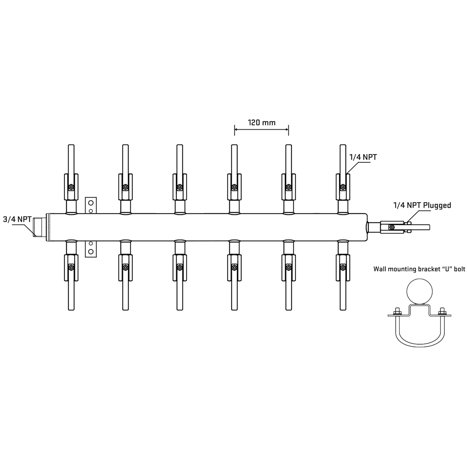 M512B091021 Manifolds Stainless Steel Double Sided