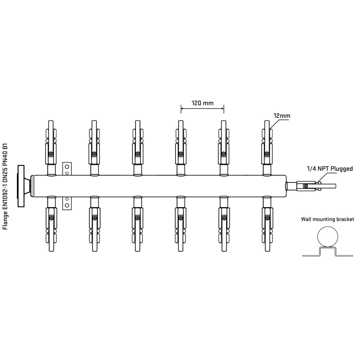 M512B100322 Manifolds Stainless Steel Double Sided
