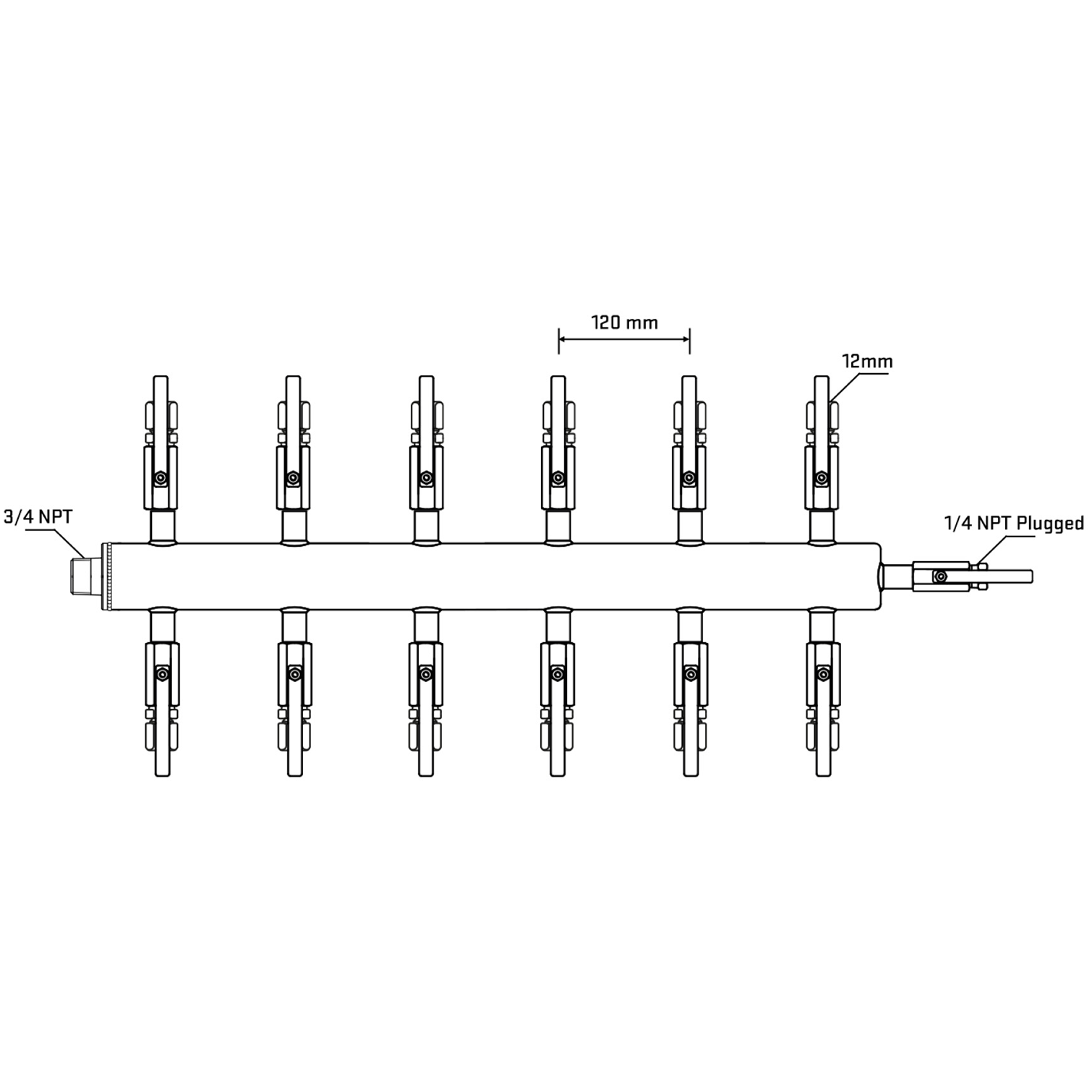 M512B100820 Manifolds Stainless Steel Double Sided