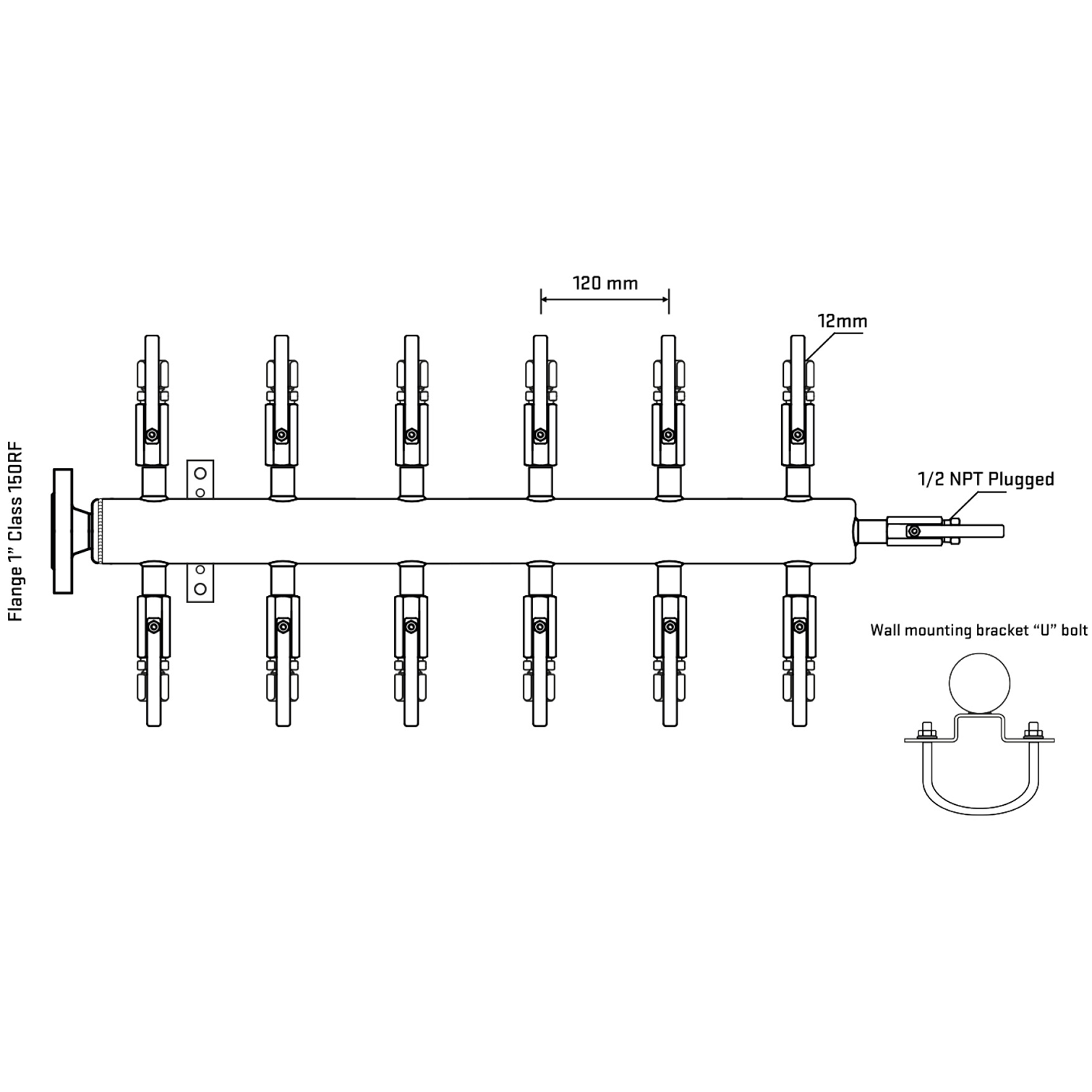 M512B110111 Manifolds Stainless Steel Double Sided