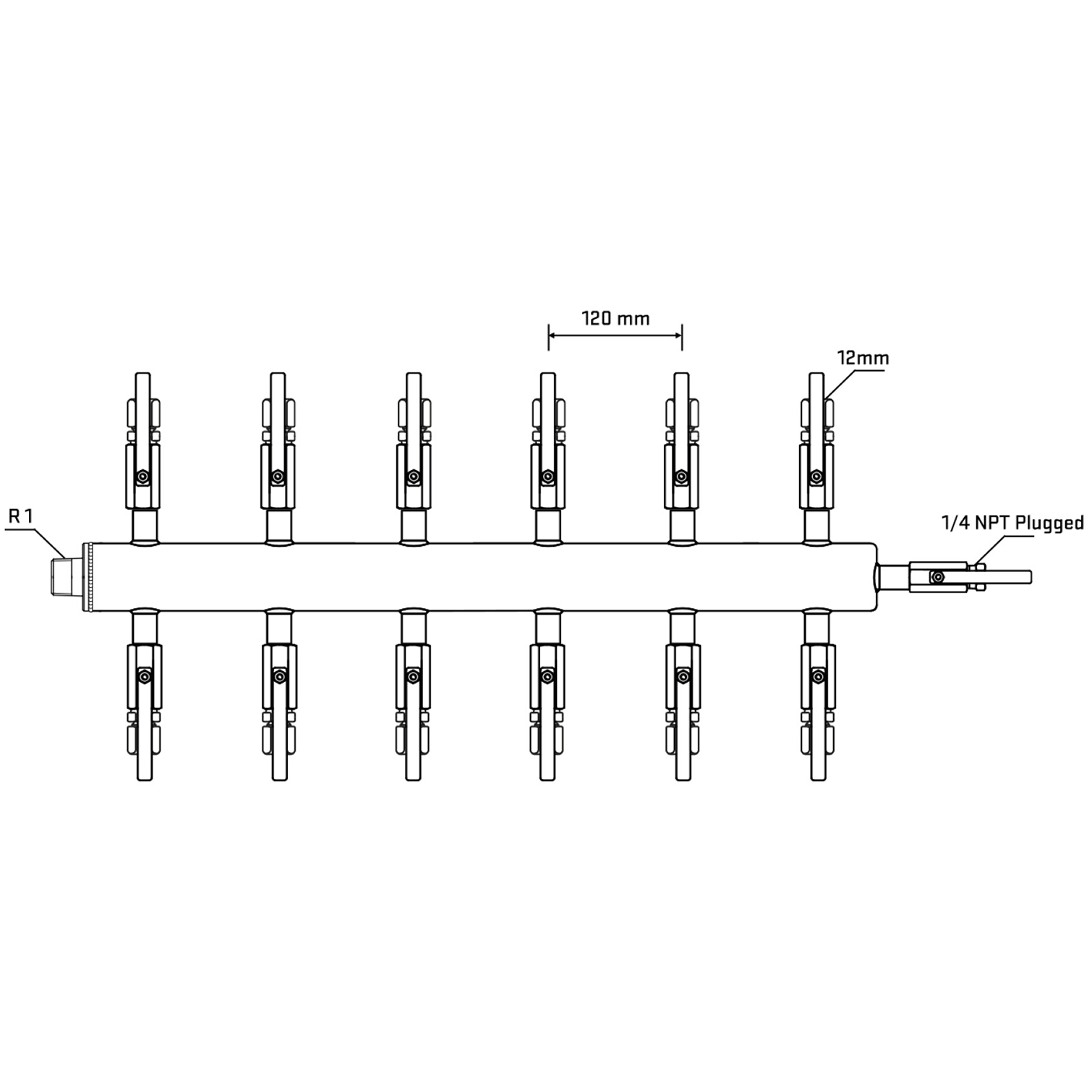 M512B110520 Manifolds Stainless Steel Double Sided