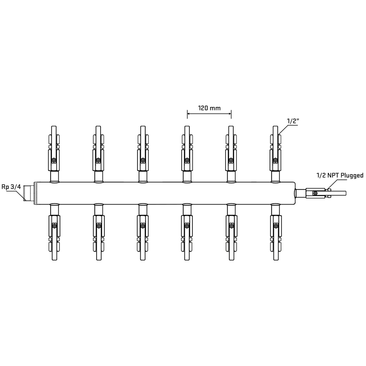 M512B120610 Manifolds Stainless Steel Double Sided