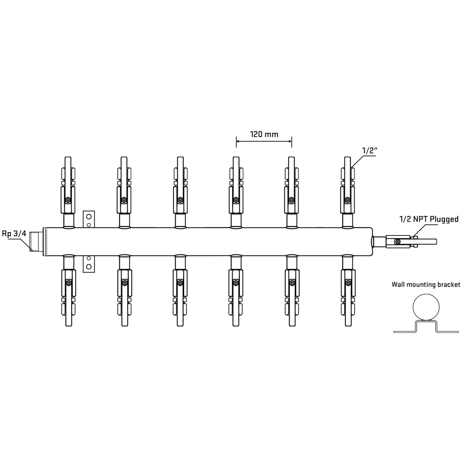 M512B120612 Manifolds Stainless Steel Double Sided