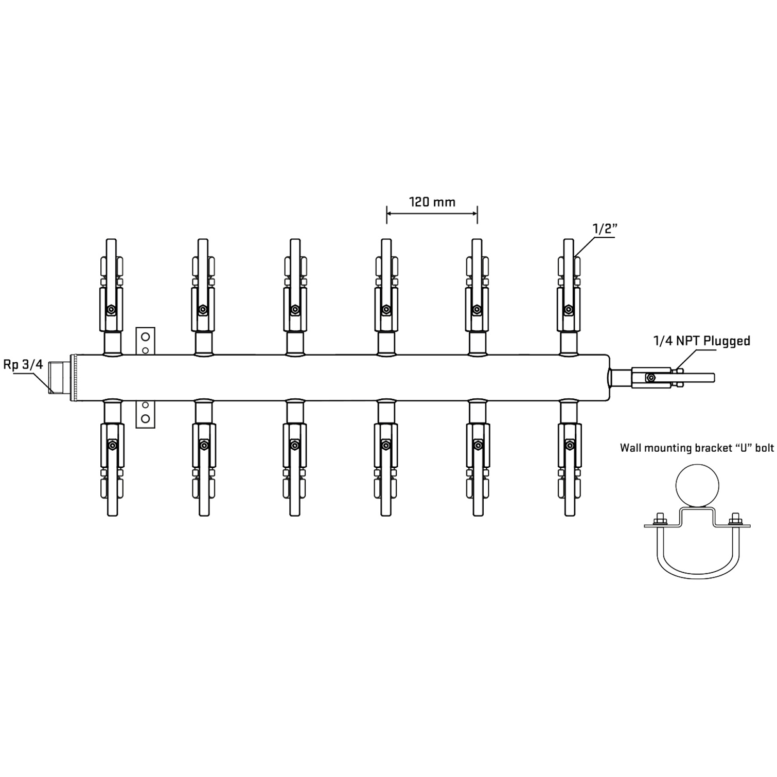 M512B120621 Manifolds Stainless Steel Double Sided