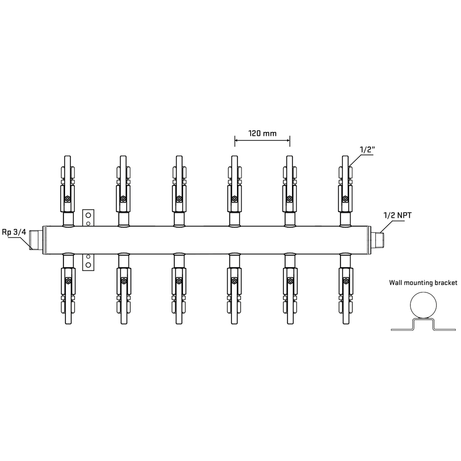 M512B120632 Manifolds Stainless Steel Double Sided