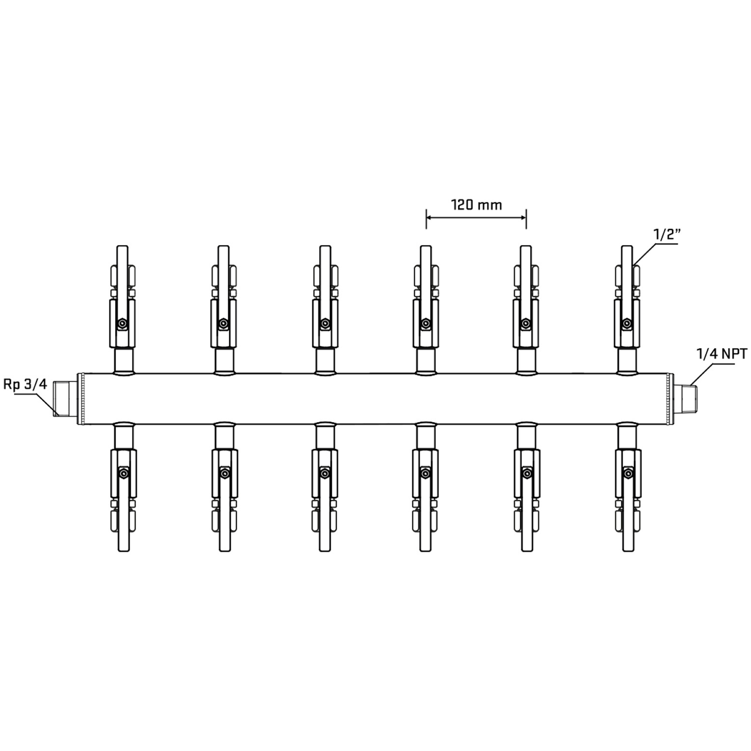 M512B120640 Manifolds Stainless Steel Double Sided