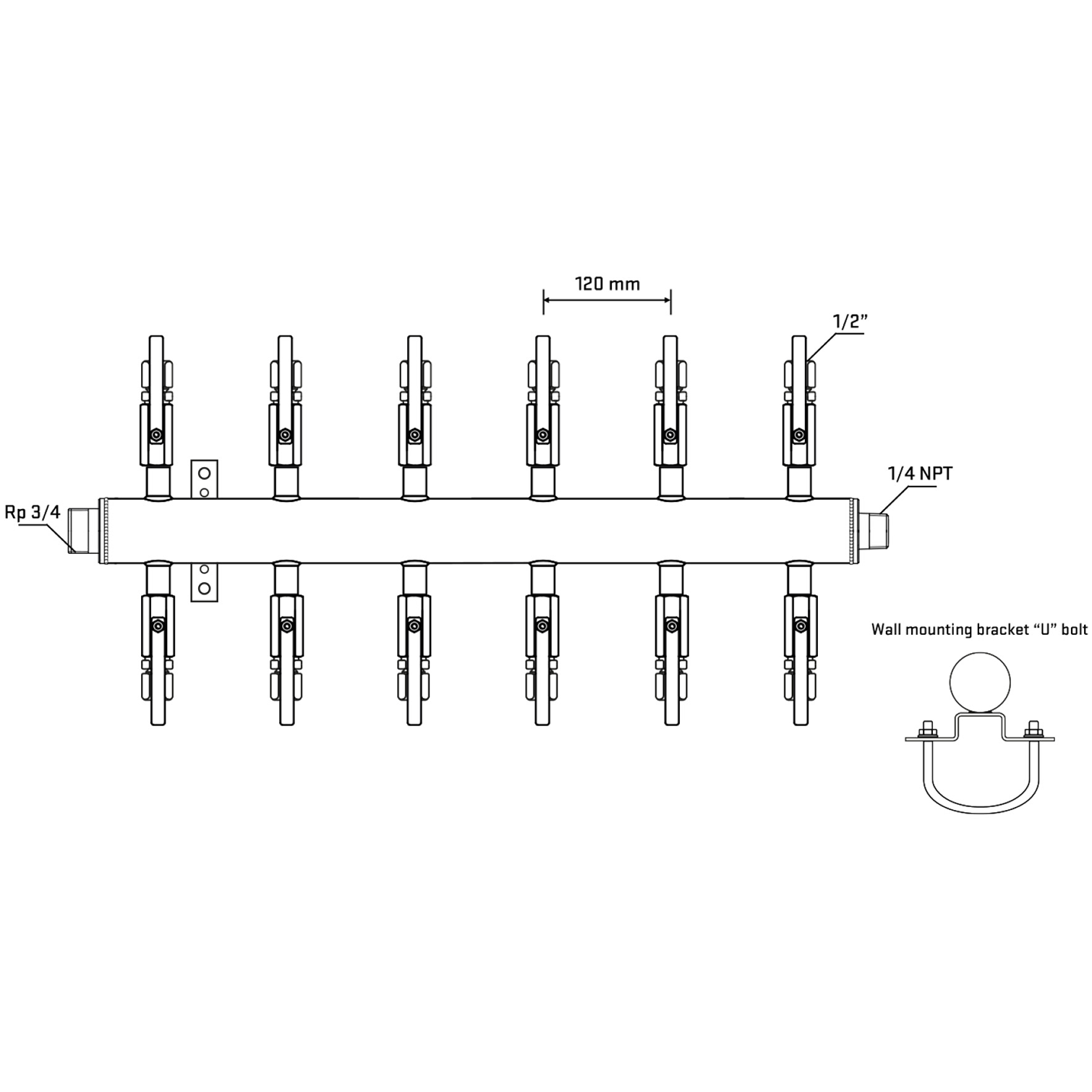 M512B120641 Manifolds Stainless Steel Double Sided