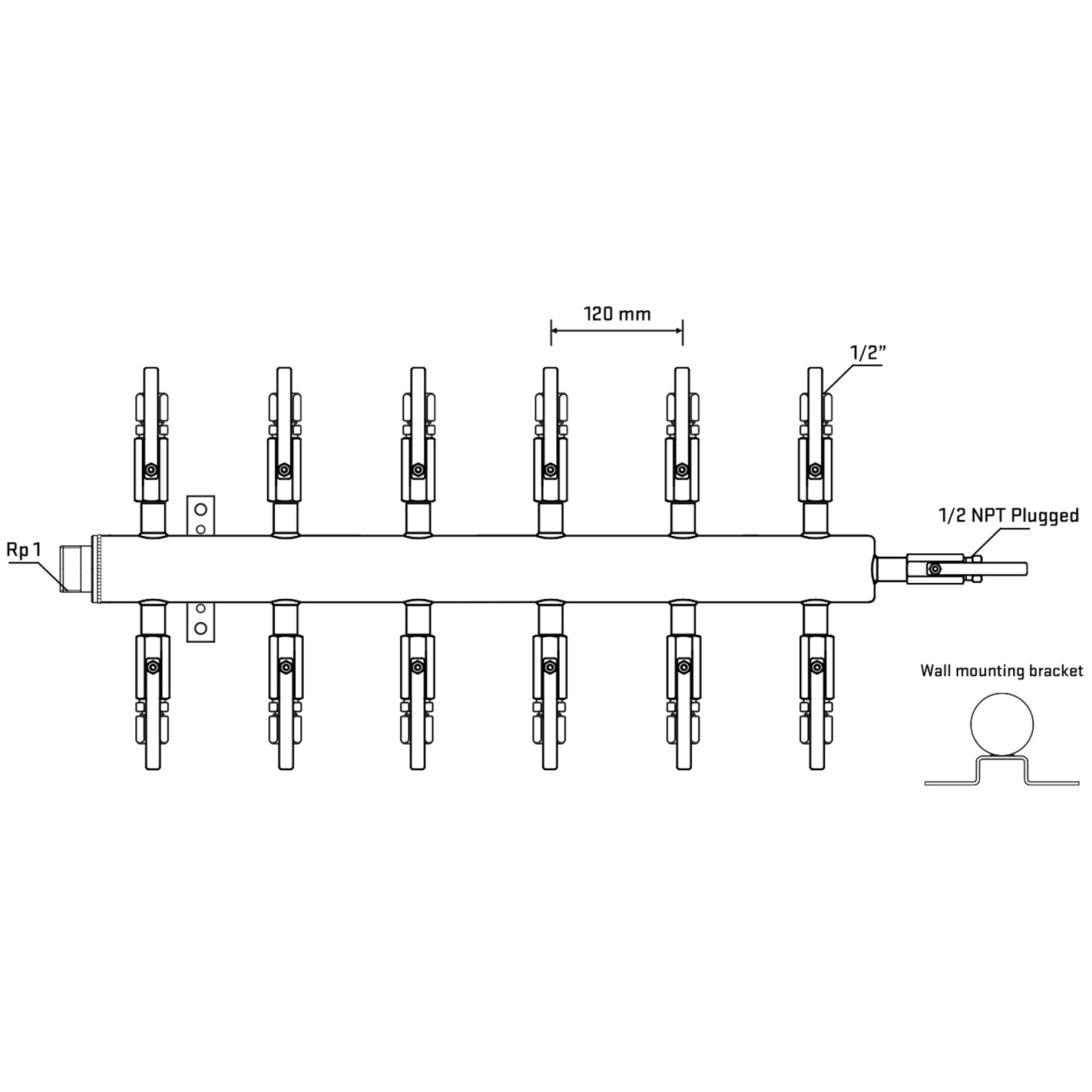 M512B120712 Manifolds Stainless Steel Double Sided