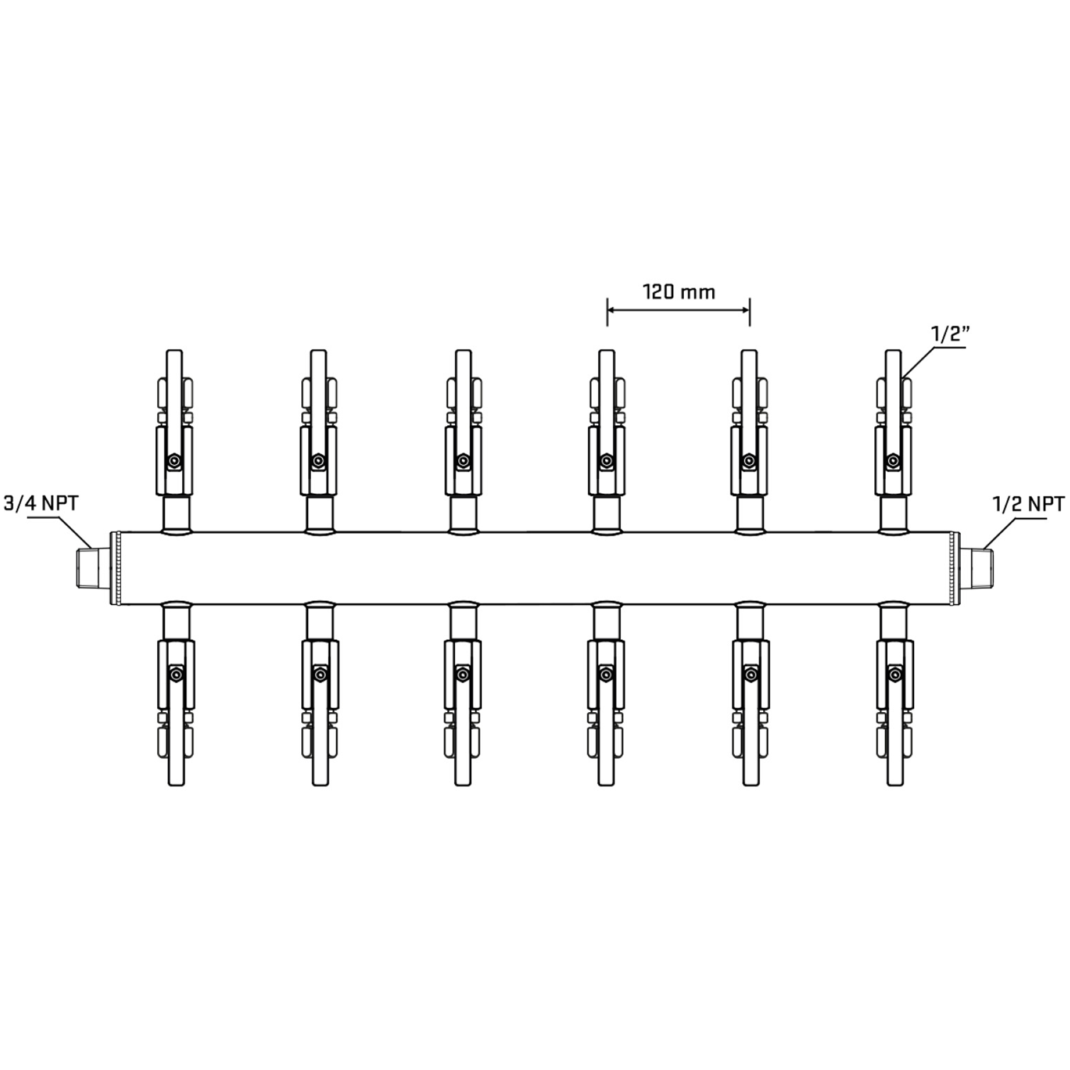 M512B120830 Manifolds Stainless Steel Double Sided