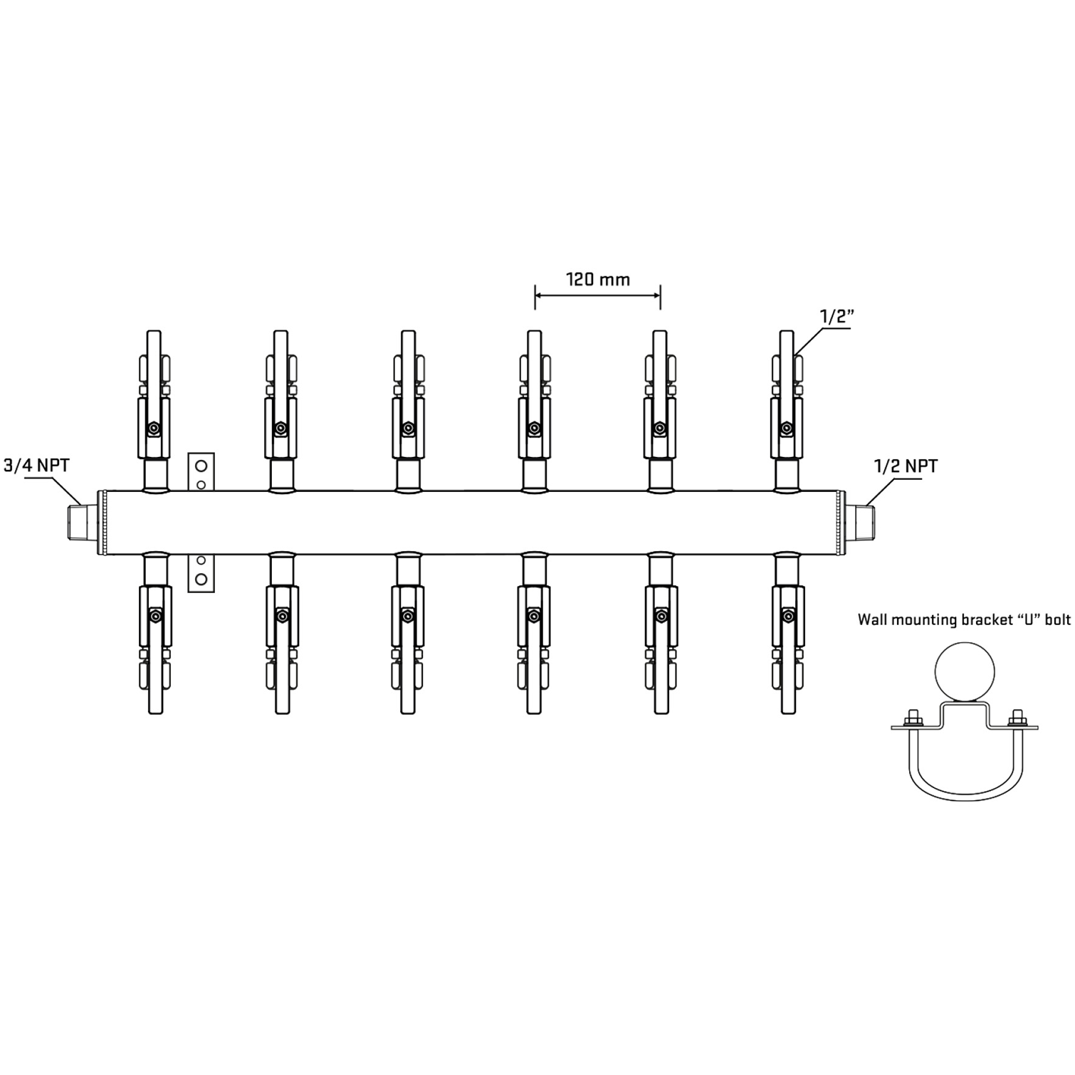 M512B120831 Manifolds Stainless Steel Double Sided