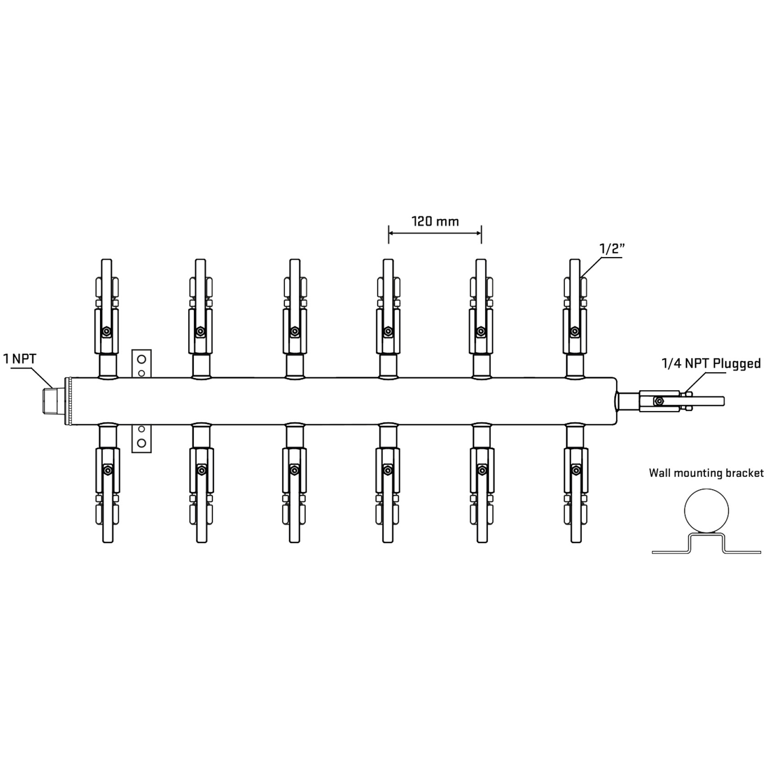 M512B120922 Manifolds Stainless Steel Double Sided