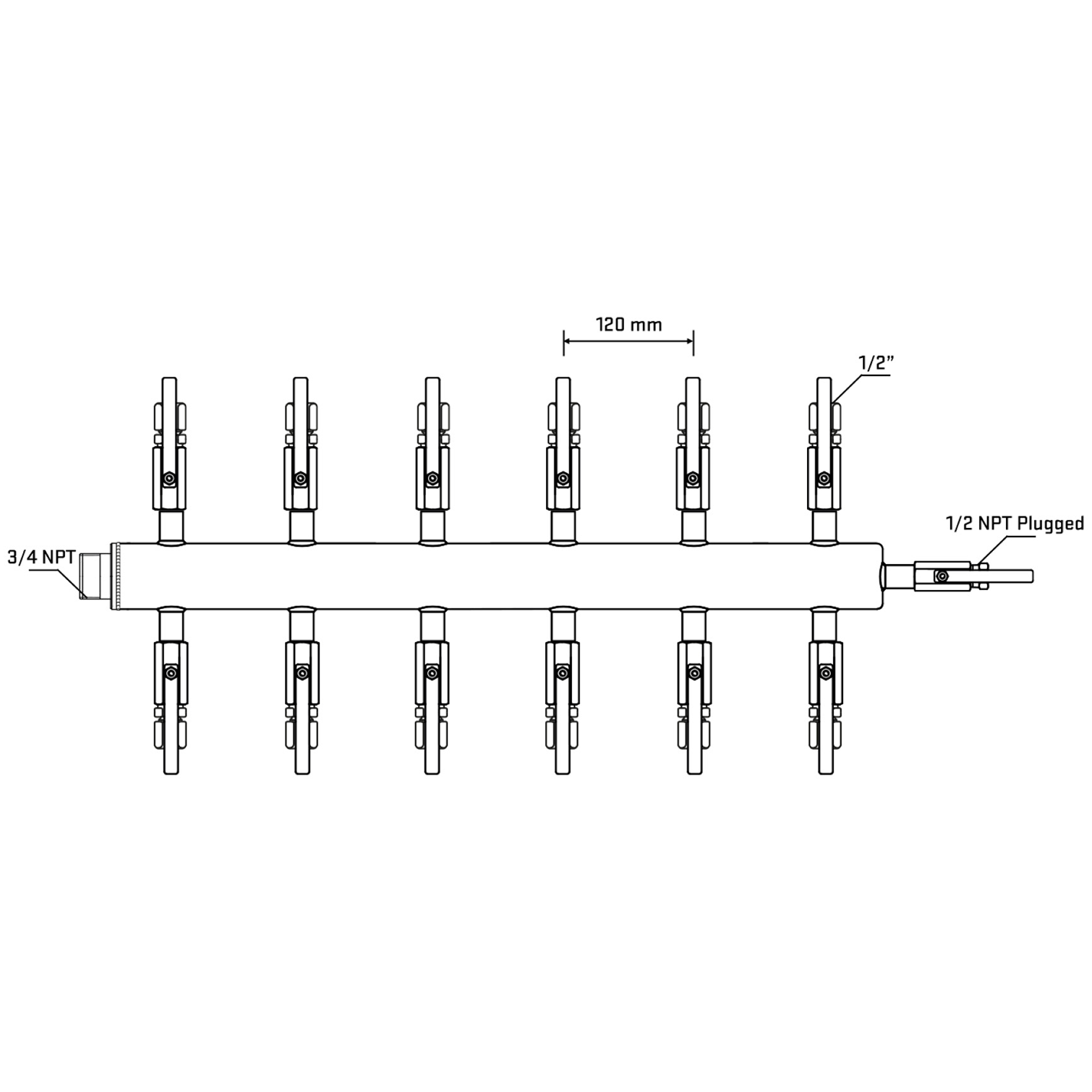 M512B121010 Manifolds Stainless Steel Double Sided