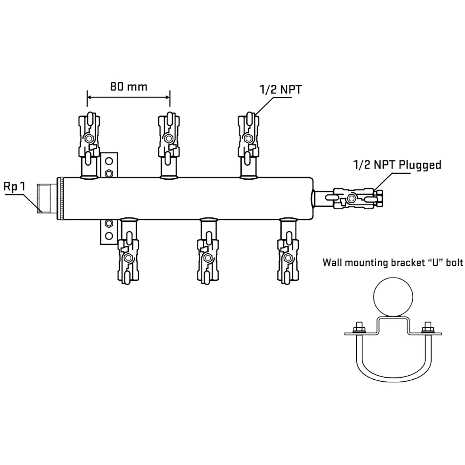 M5F1A010711 Manifolds Stainless Steel Double Sided