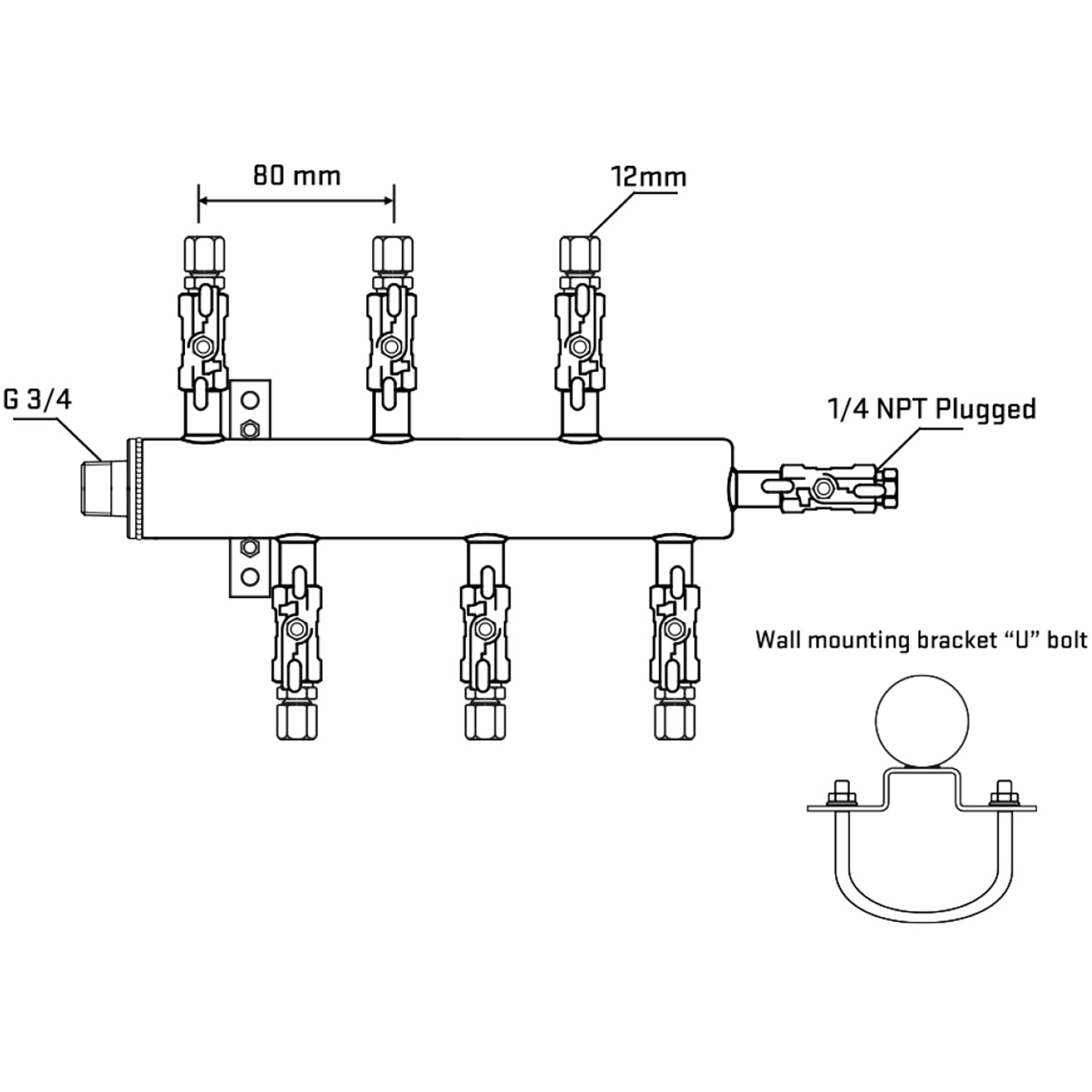 M5F1A030421 Manifolds Stainless Steel Double Sided