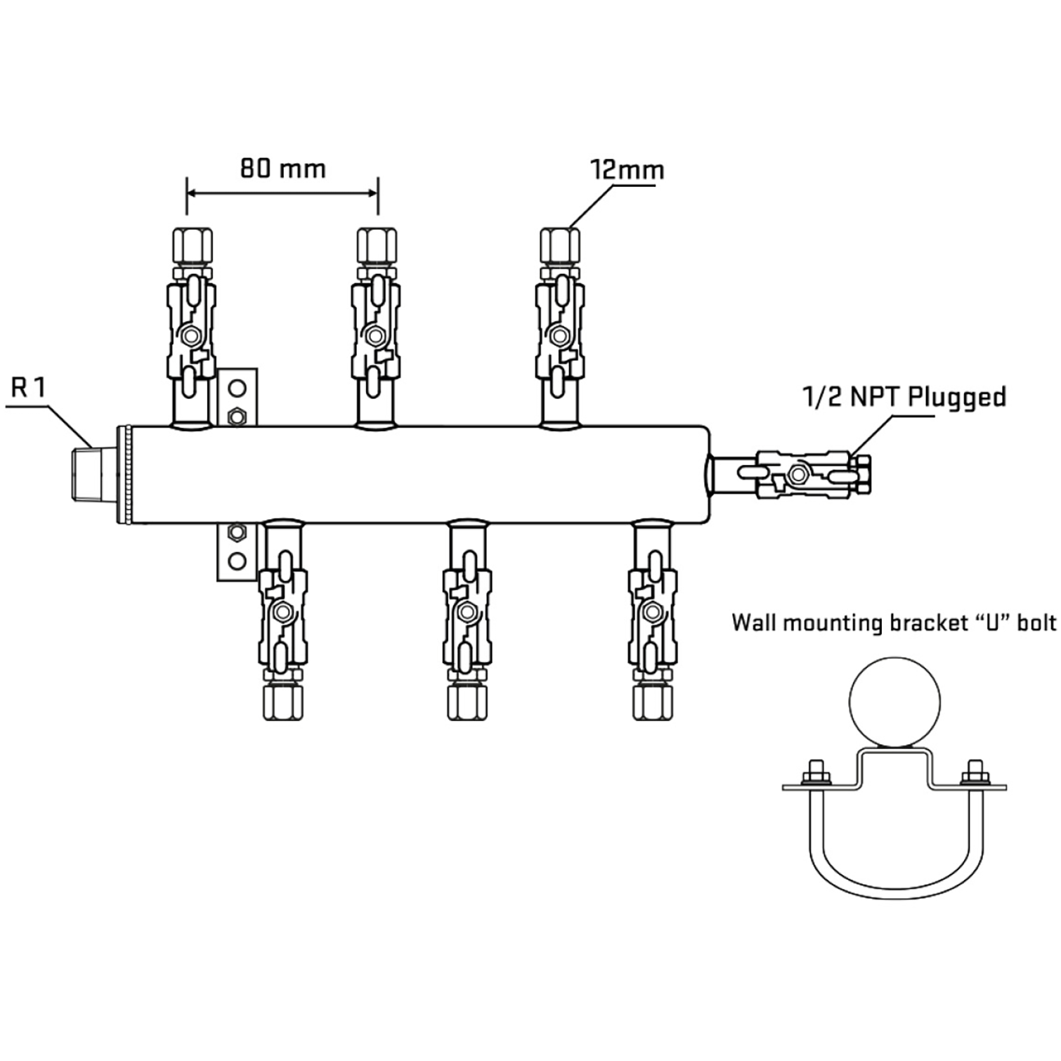 M5F1A030511 Manifolds Stainless Steel Double Sided