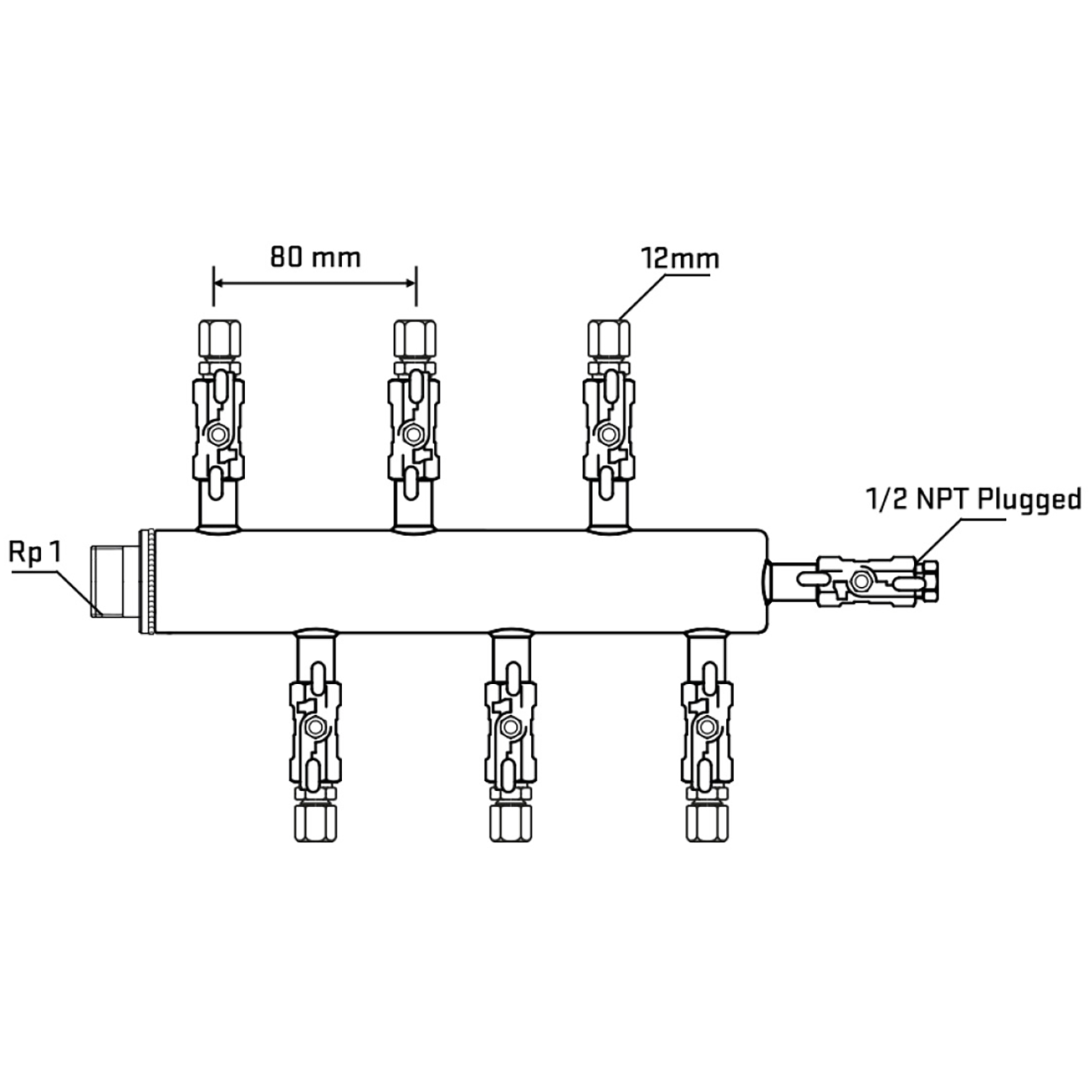M5F1A030710 Manifolds Stainless Steel Double Sided