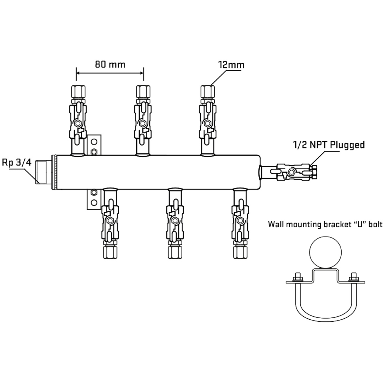 M5F1A040611 Manifolds Stainless Steel Double Sided