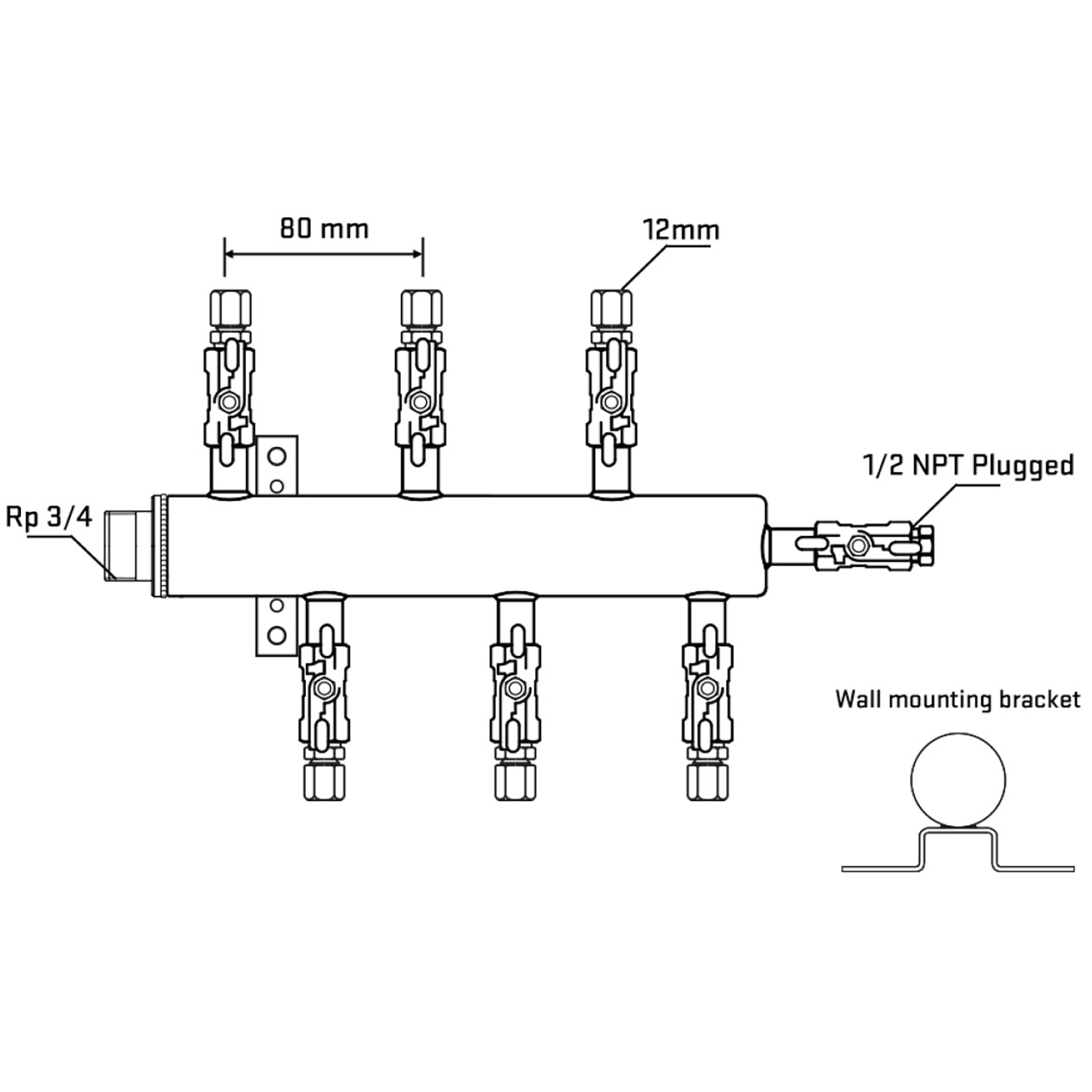 M5F1A040612 Manifolds Stainless Steel Double Sided