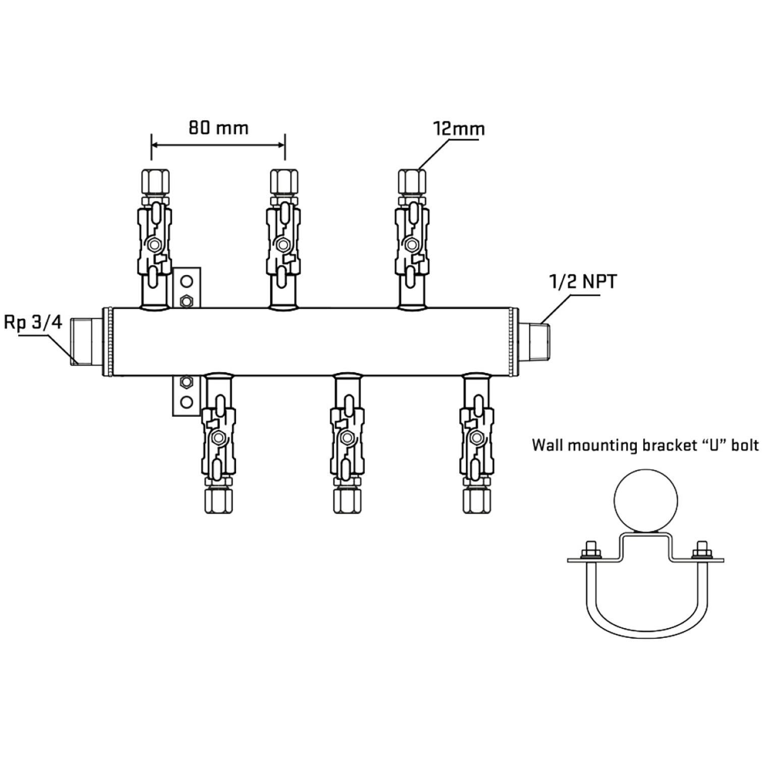 M5F1A040631 Manifolds Stainless Steel Double Sided