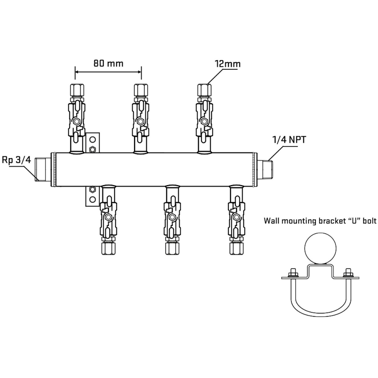 M5F1A040641 Manifolds Stainless Steel Double Sided