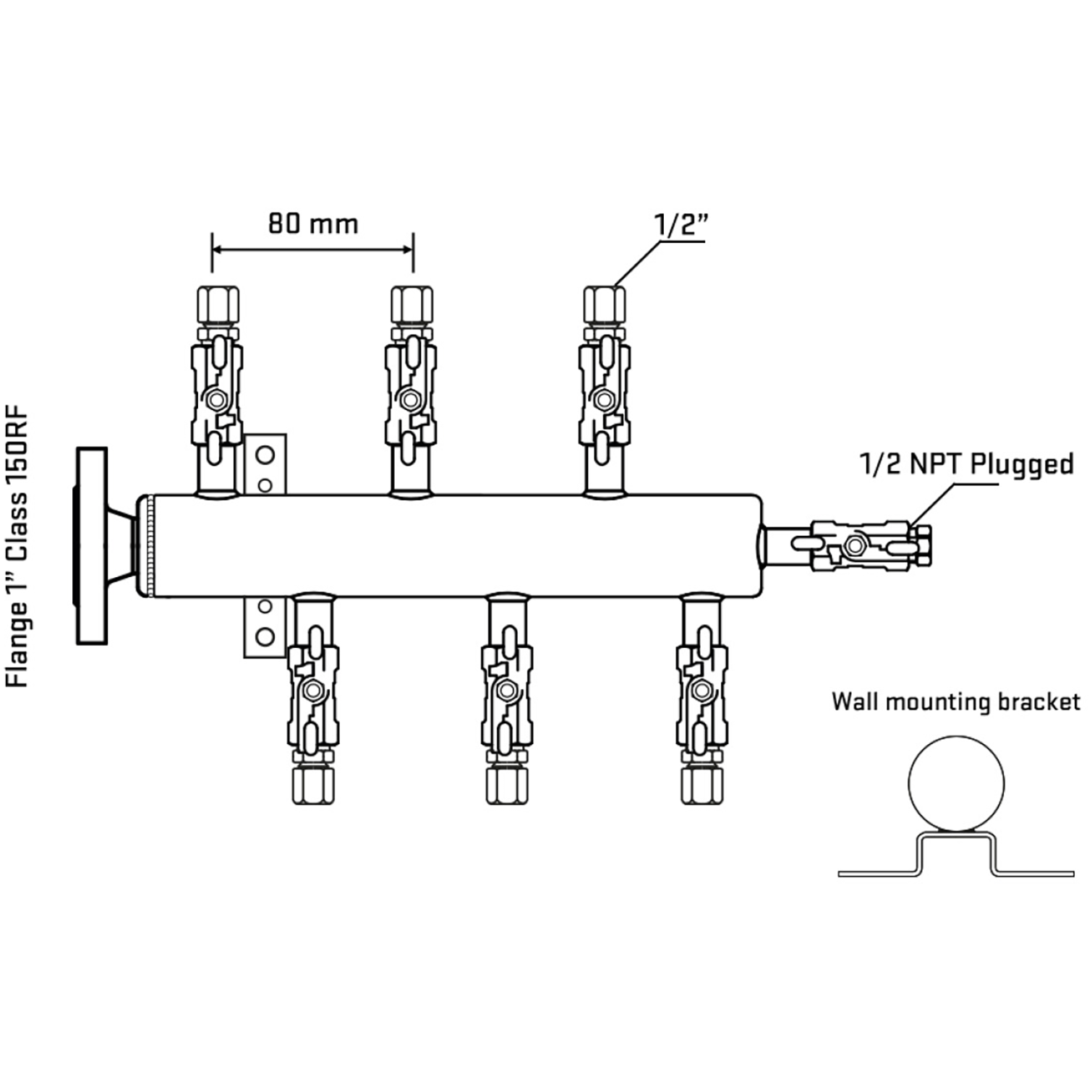 M5F1A050112 Manifolds Stainless Steel Double Sided