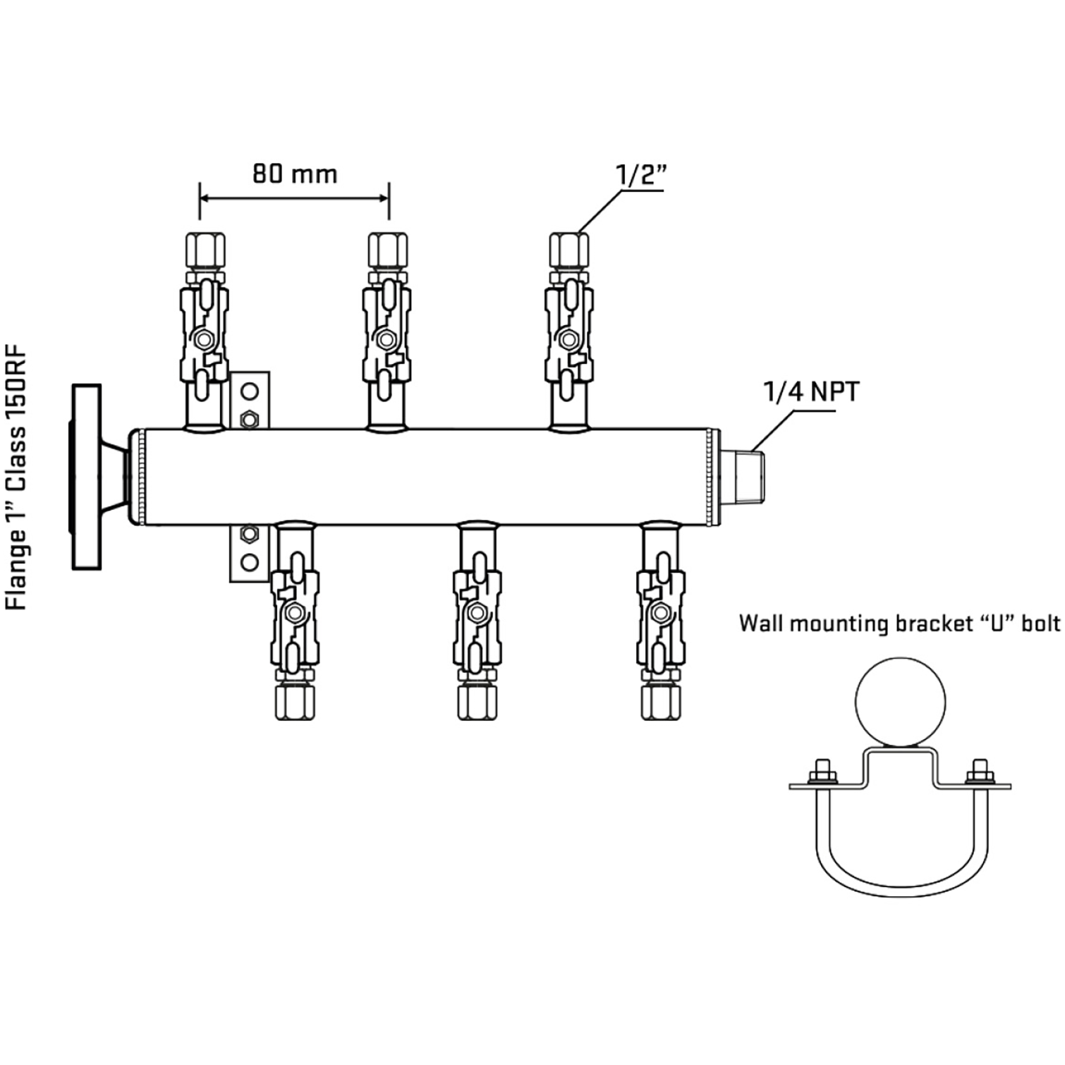 M5F1A050141 Manifolds Stainless Steel Double Sided