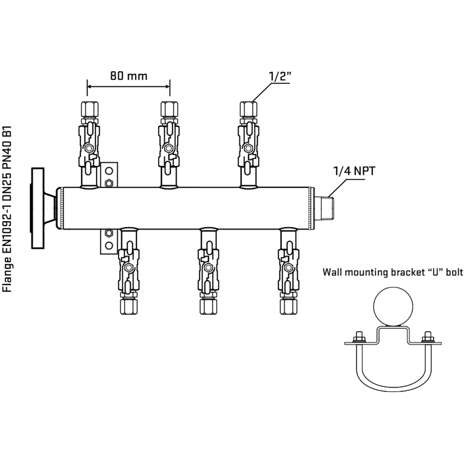 M5F1A050341 Manifolds Stainless Steel Double Sided