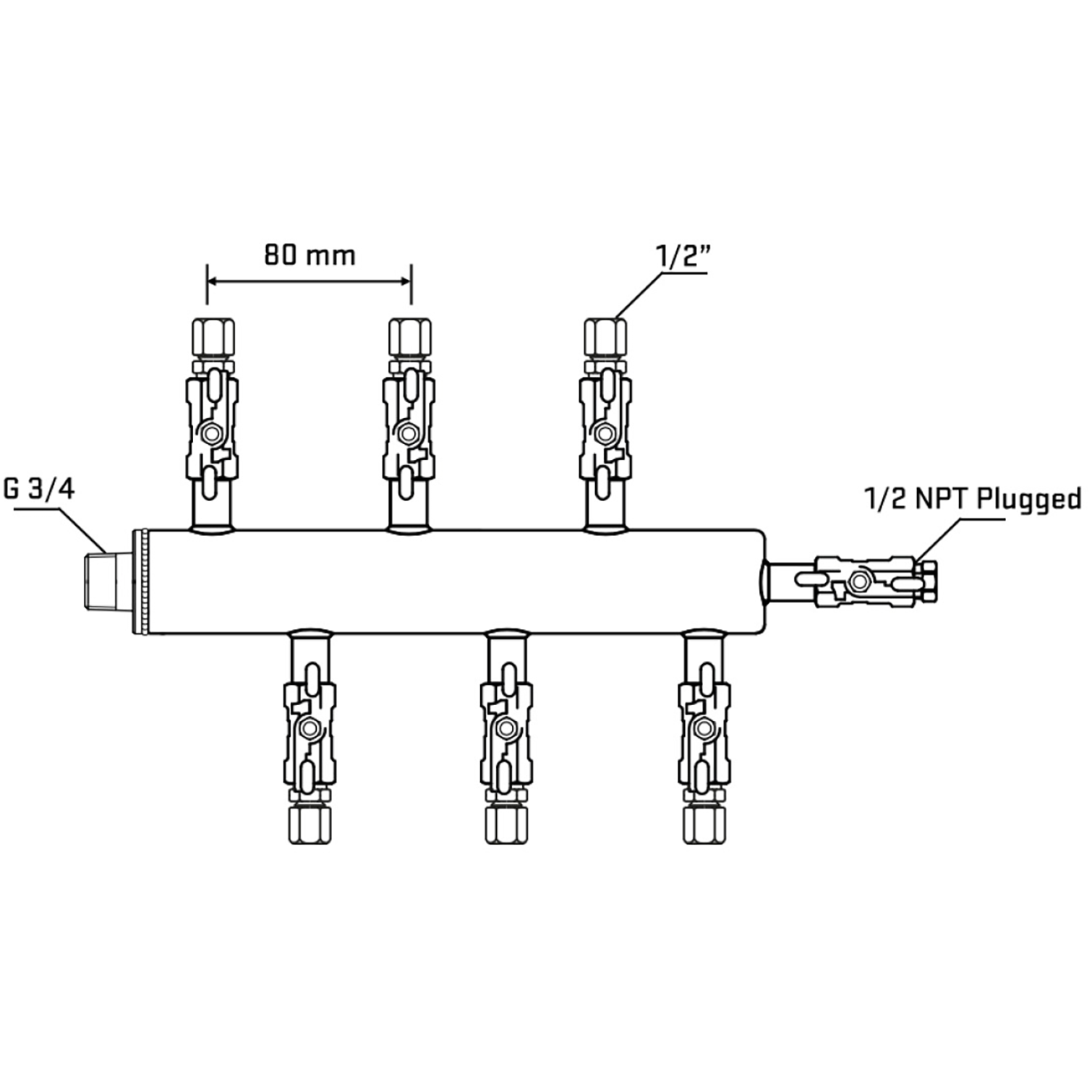 M5F1A050410 Manifolds Stainless Steel Double Sided