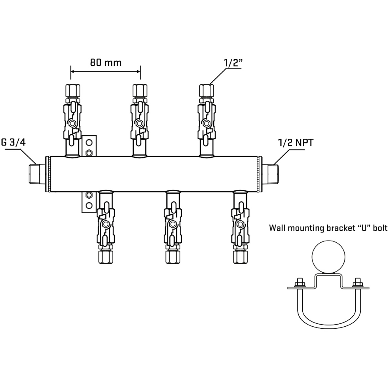 M5F1A050431 Manifolds Stainless Steel Double Sided