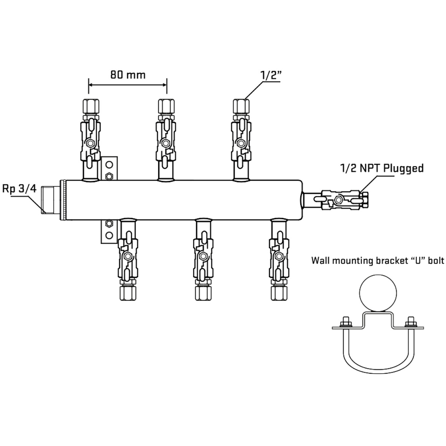 M5F1A050611 Manifolds Stainless Steel Double Sided