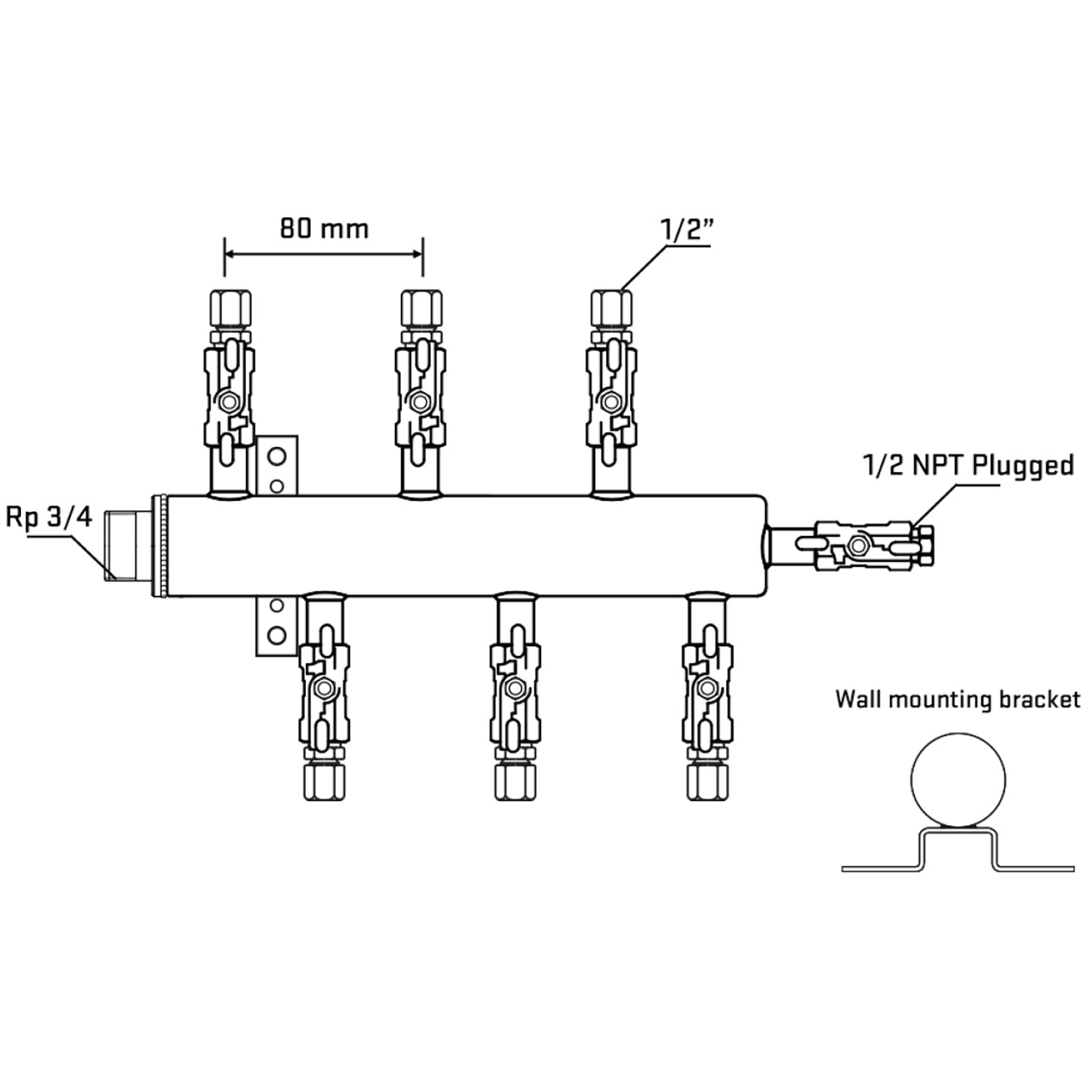 M5F1A050612 Manifolds Stainless Steel Double Sided