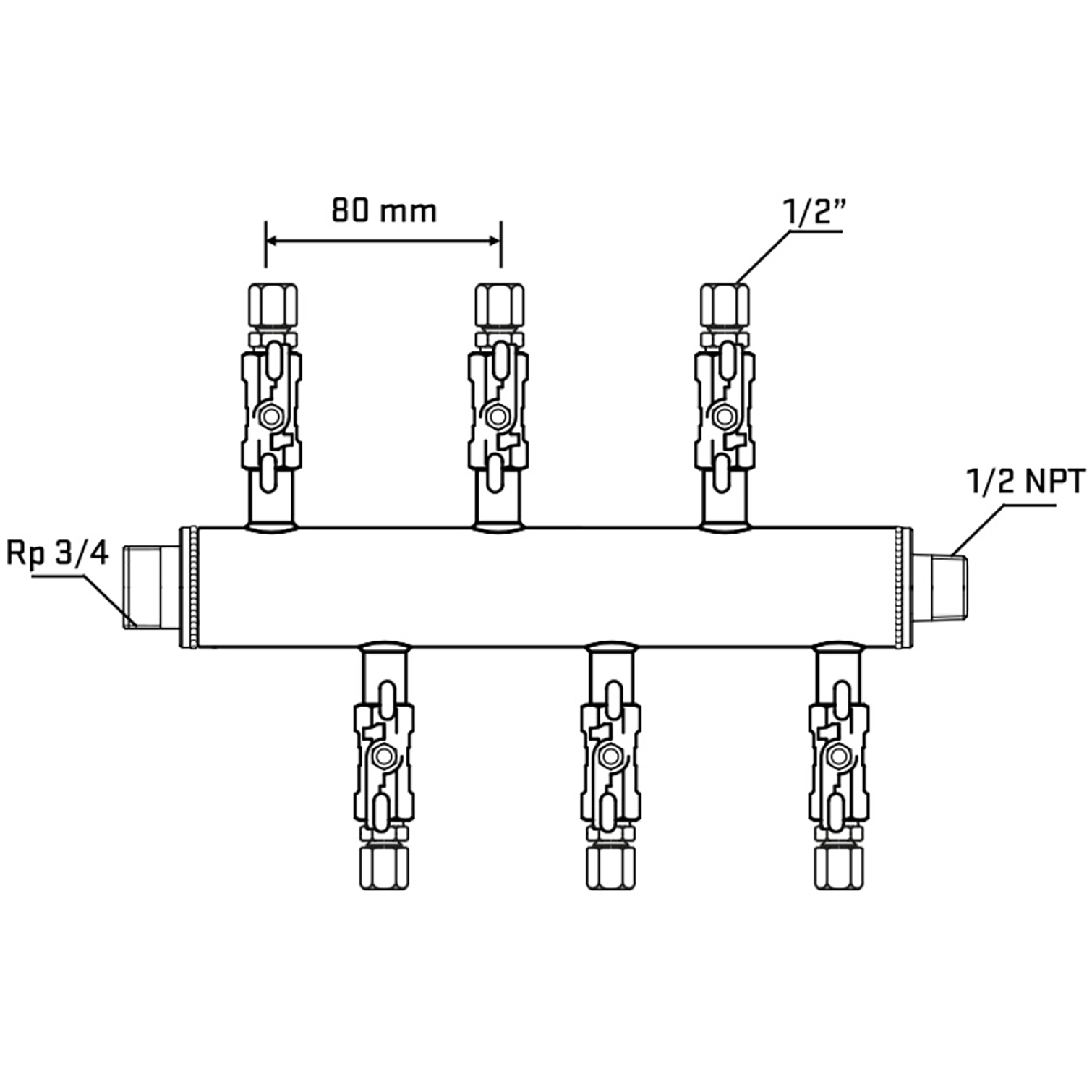 M5F1A050630 Manifolds Stainless Steel Double Sided