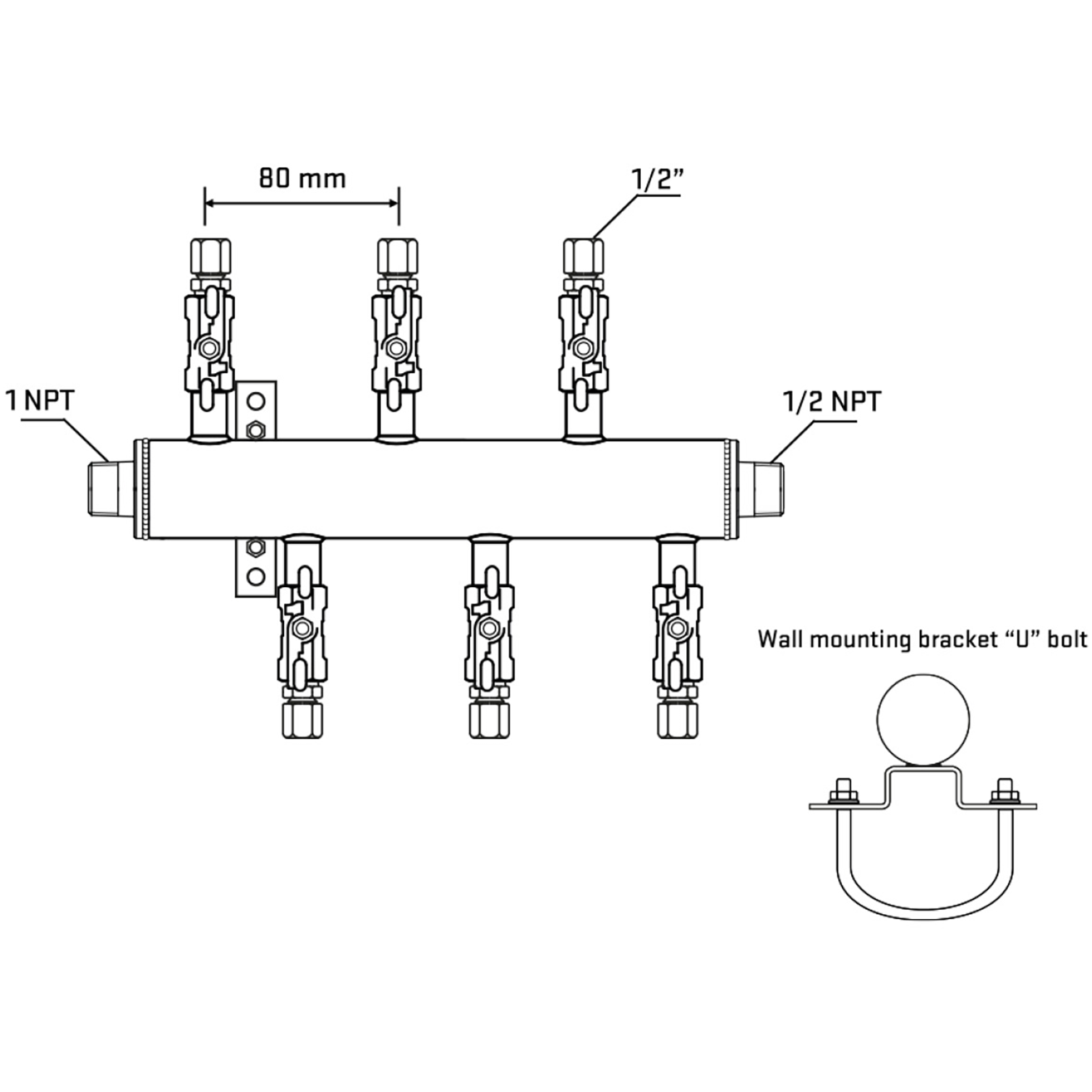 M5F1A050931 Manifolds Stainless Steel Double Sided