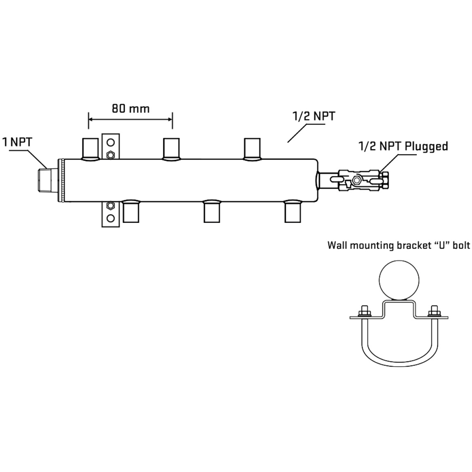 M5F1A060911 Manifolds Stainless Steel Double Sided