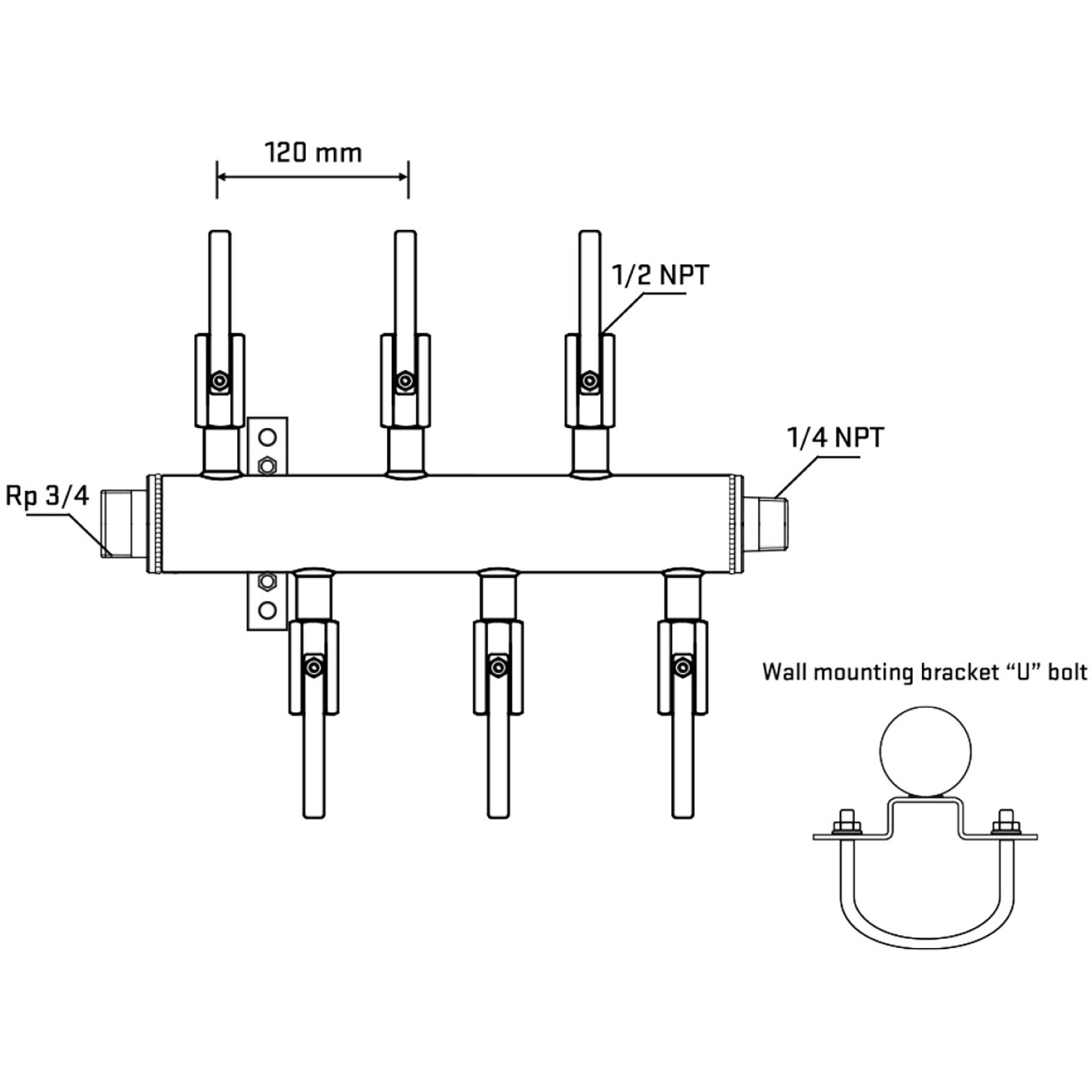 M5F1B080641 Manifolds Stainless Steel Double Sided