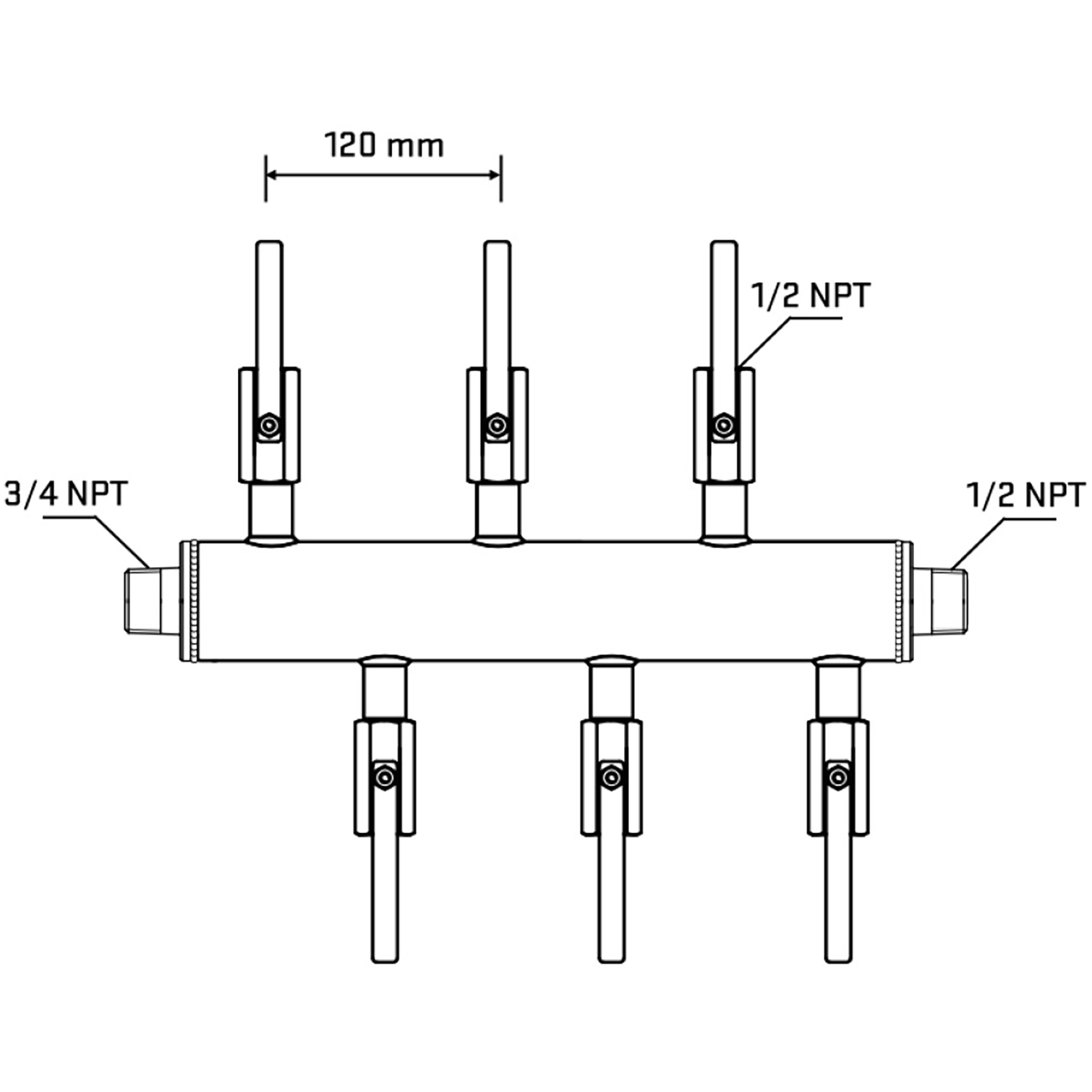 M5F1B080830 Manifolds Stainless Steel Double Sided