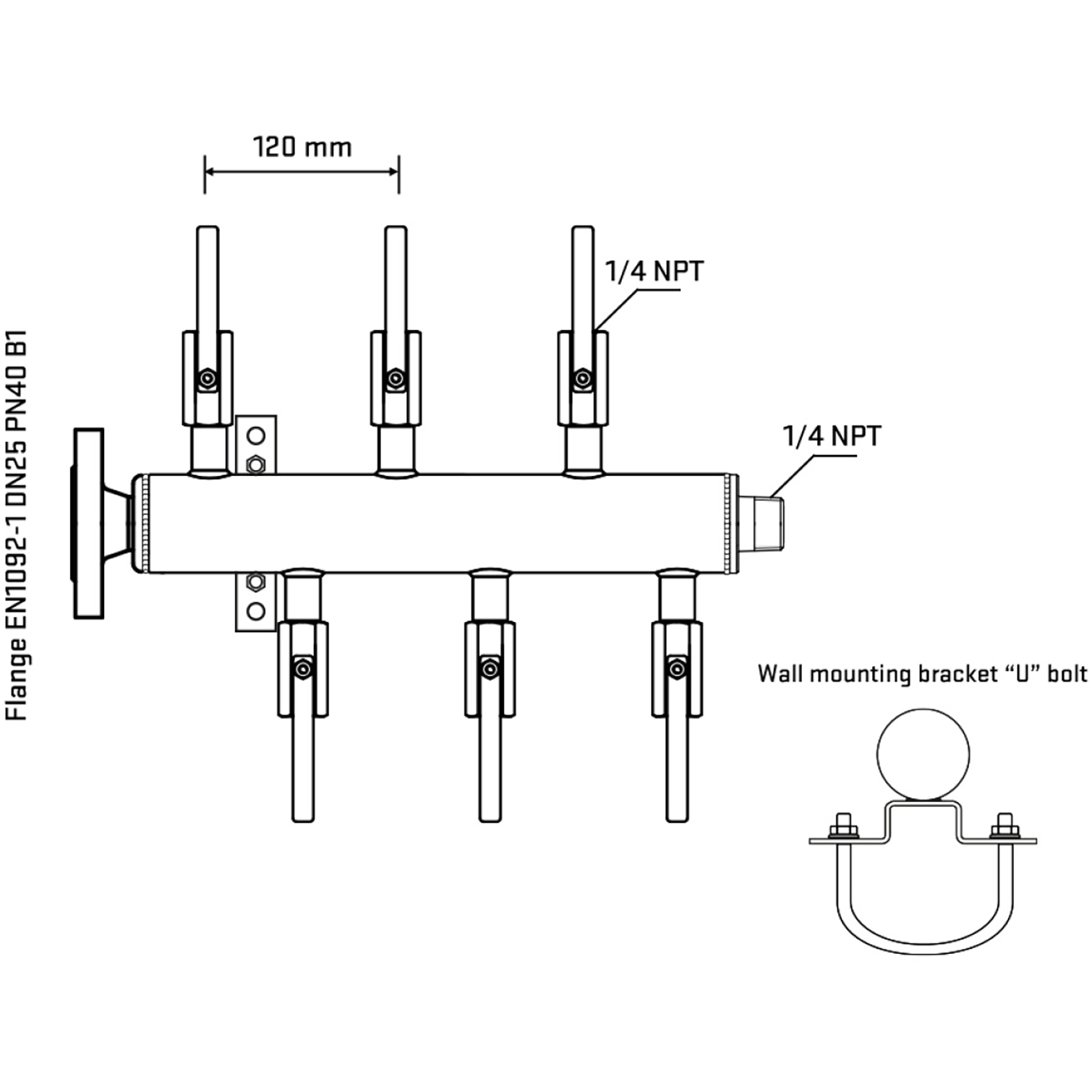 M5F1B090341 Manifolds Stainless Steel Double Sided