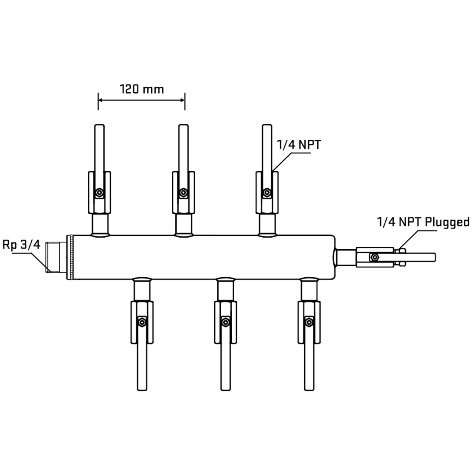 M5F1B090620 Manifolds Stainless Steel Double Sided