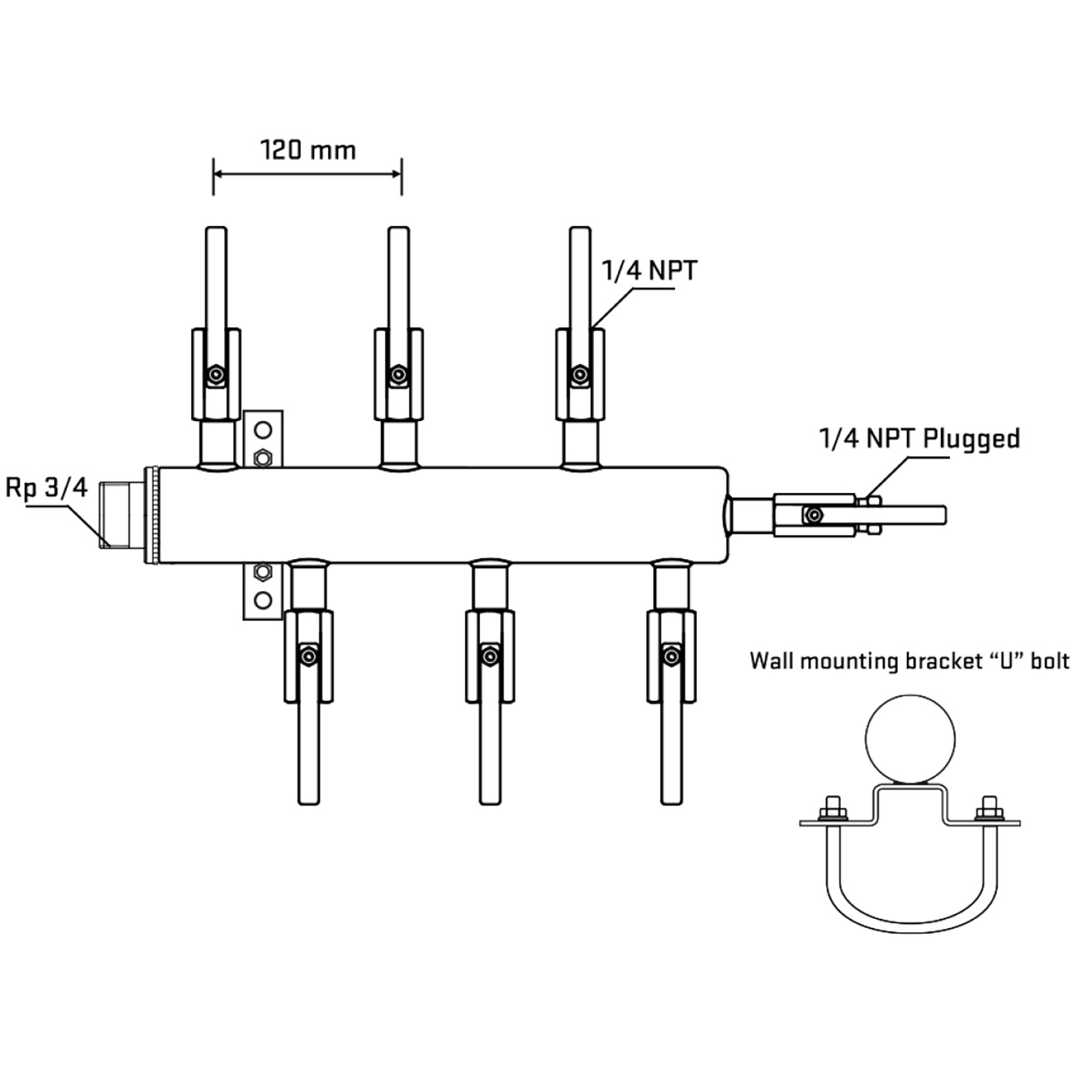 M5F1B090621 Manifolds Stainless Steel Double Sided