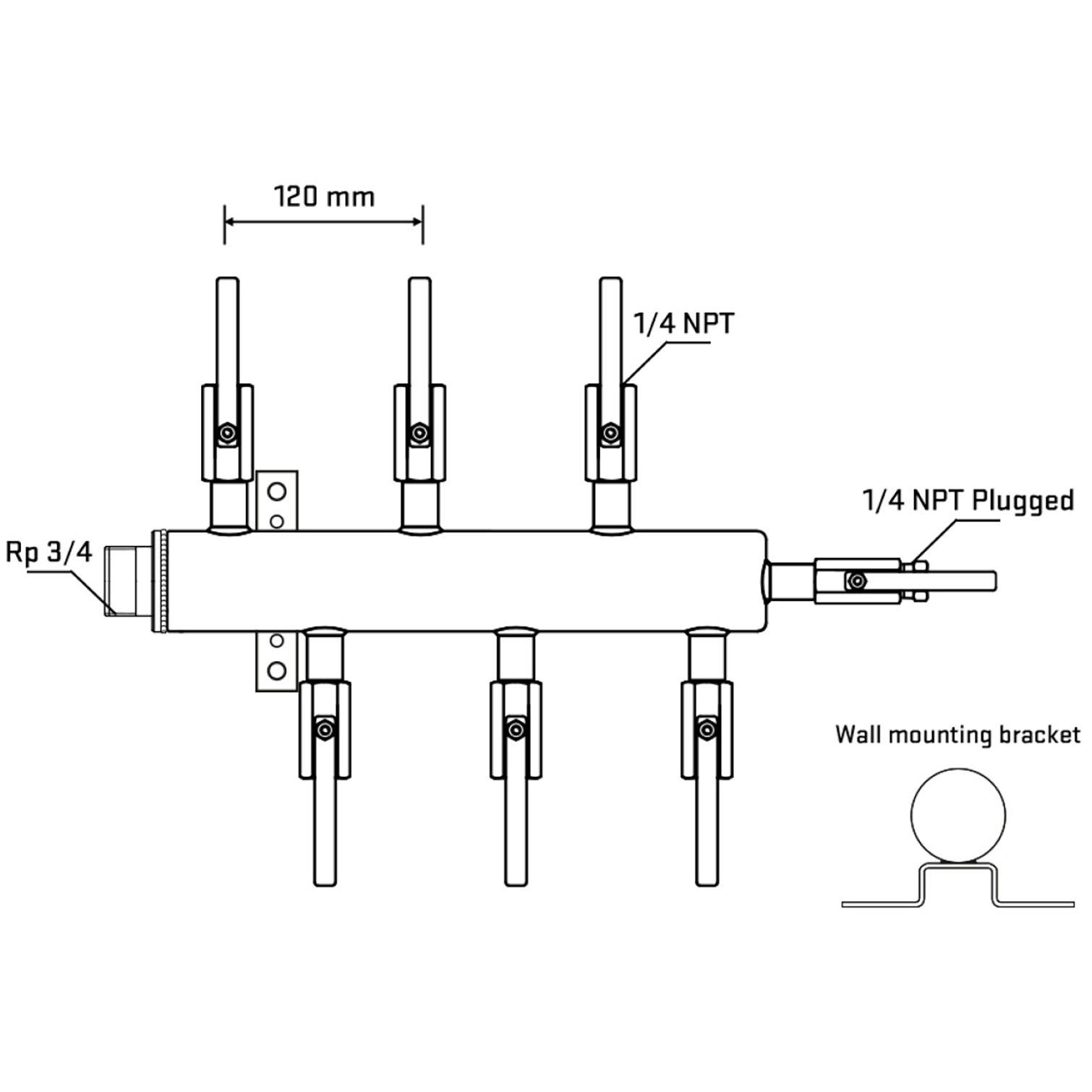 M5F1B090622 Manifolds Stainless Steel Double Sided