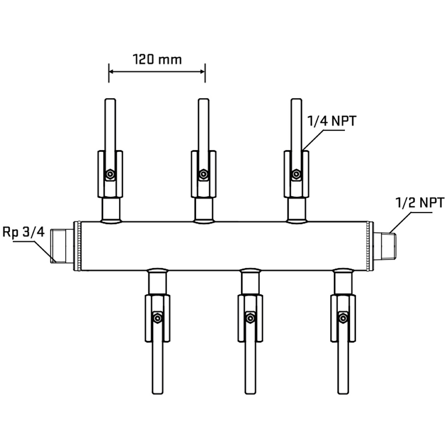 M5F1B090630 Manifolds Stainless Steel Double Sided