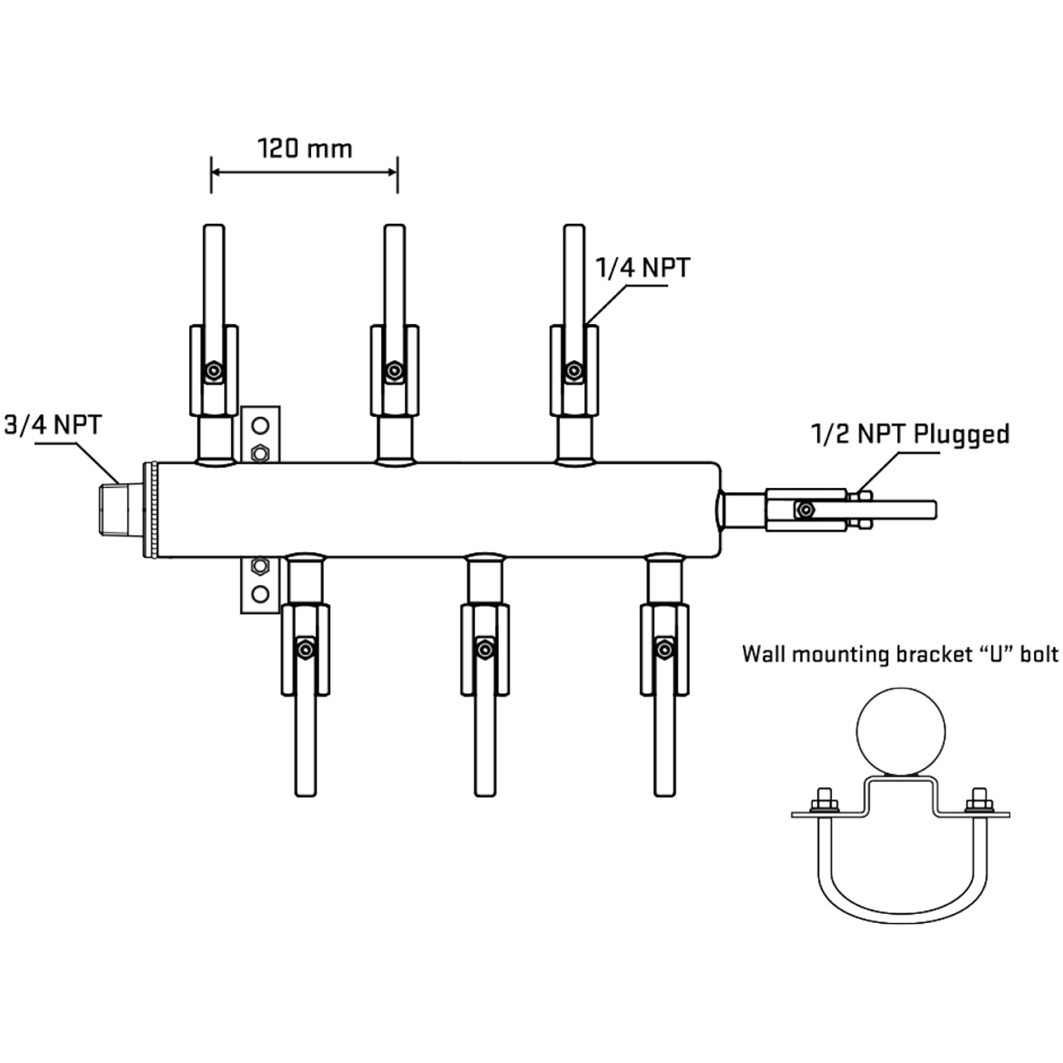 M5F1B090811 Manifolds Stainless Steel Double Sided