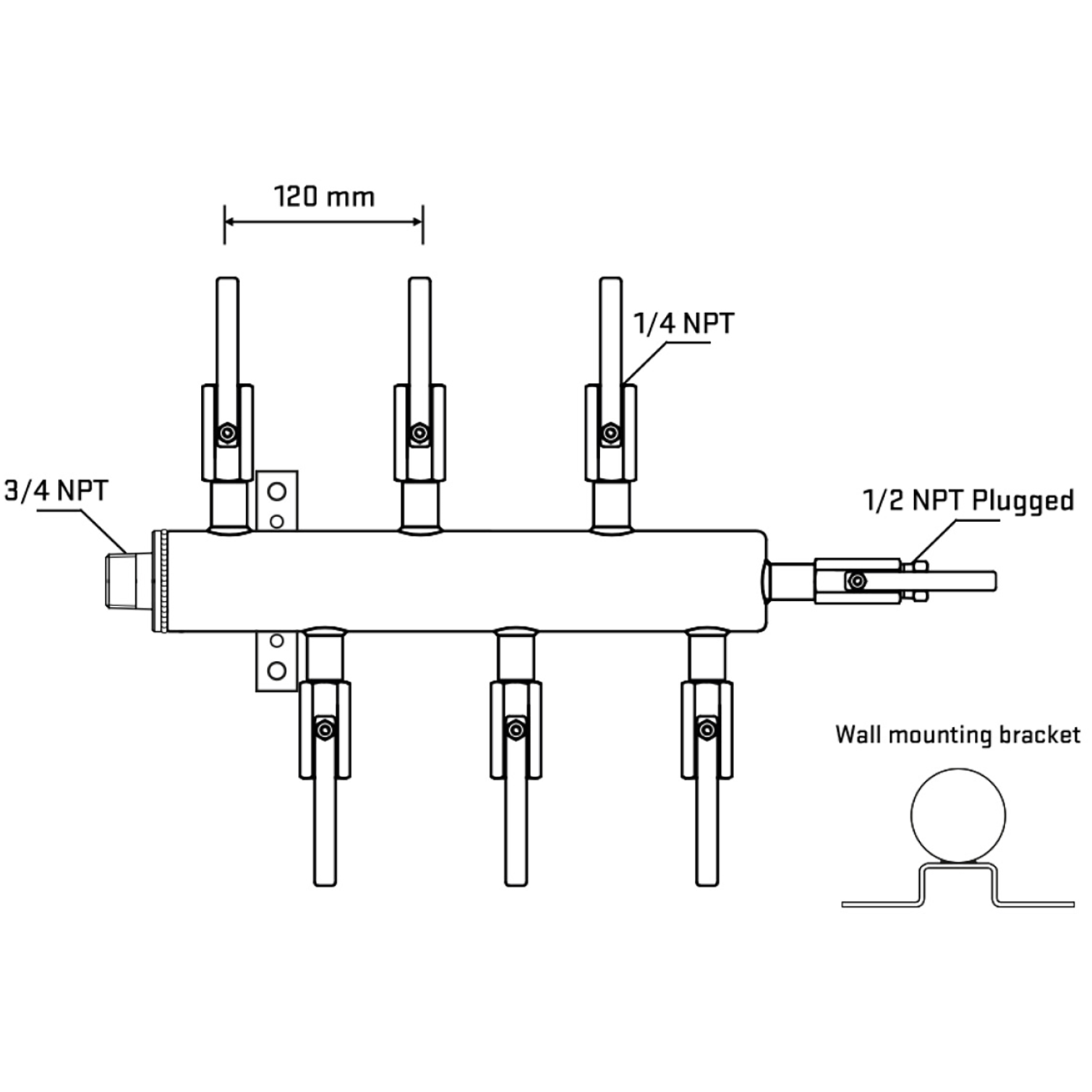 M5F1B090812 Manifolds Stainless Steel Double Sided