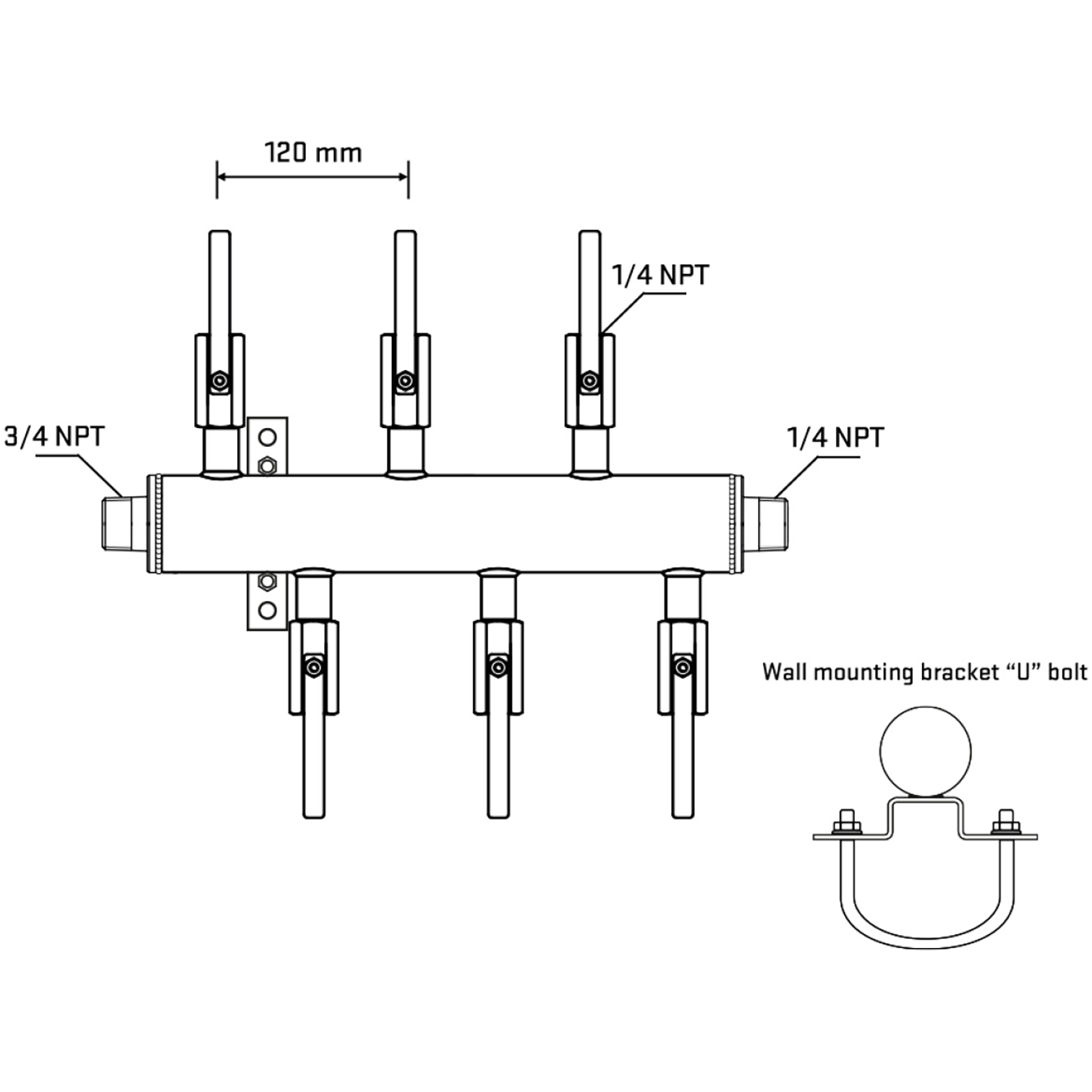 M5F1B090841 Manifolds Stainless Steel Double Sided