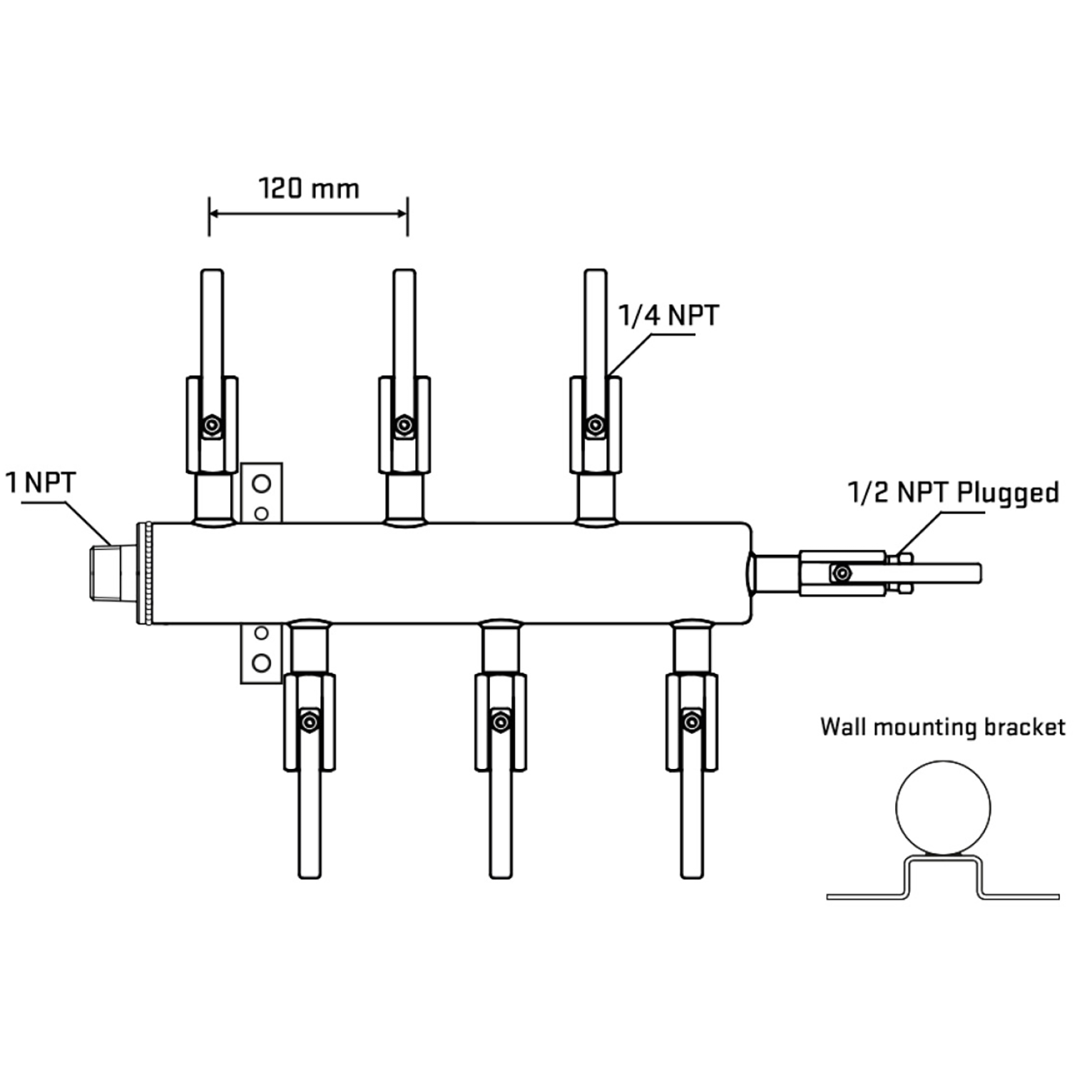 M5F1B090912 Manifolds Stainless Steel Double Sided