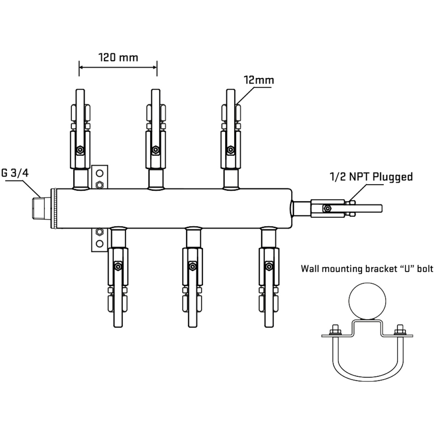 M5F1B100411 Manifolds Stainless Steel Double Sided