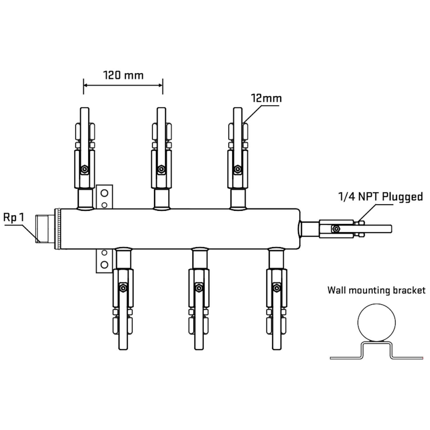M5F1B100722 Manifolds Stainless Steel Double Sided